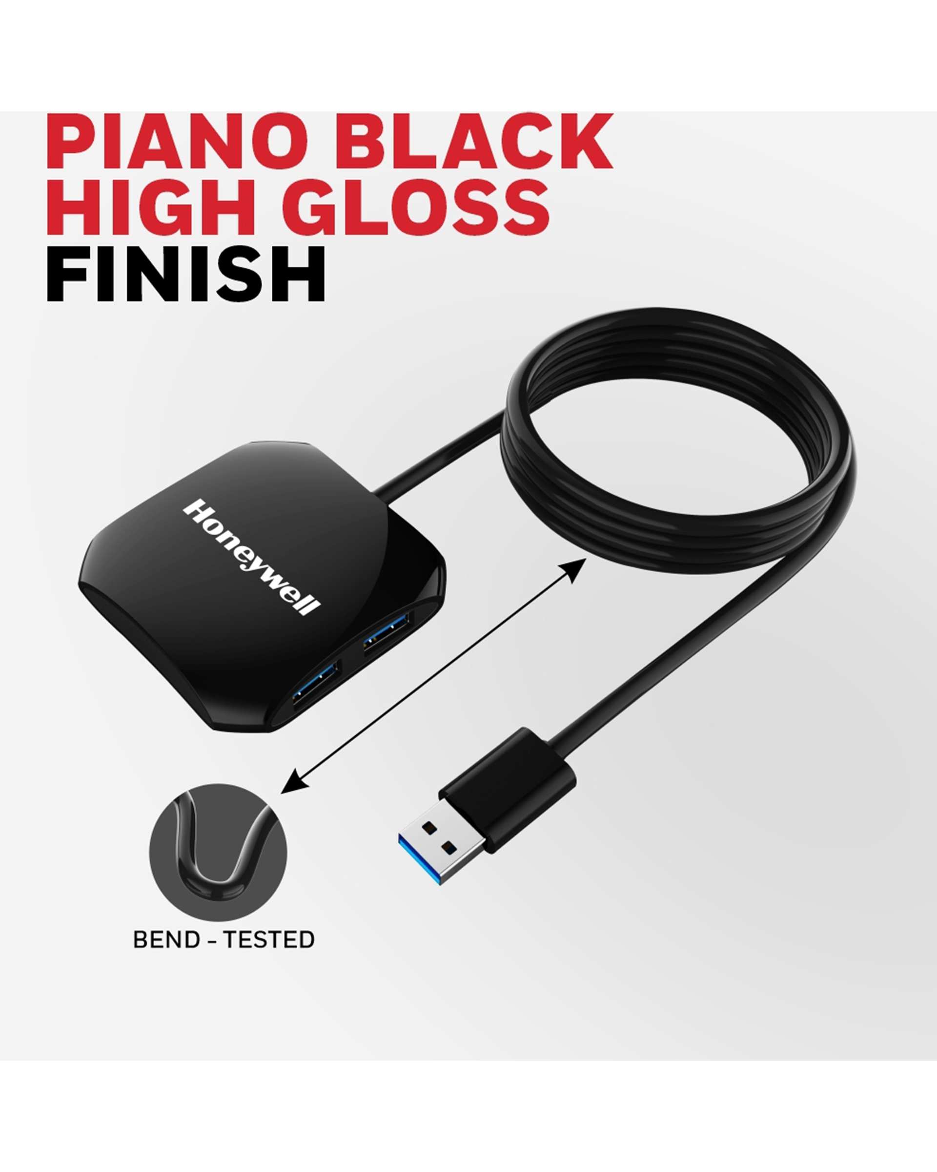 هاب 4 پورت USB 3.0 مشکی هانیول Honeywell مدل HC000010