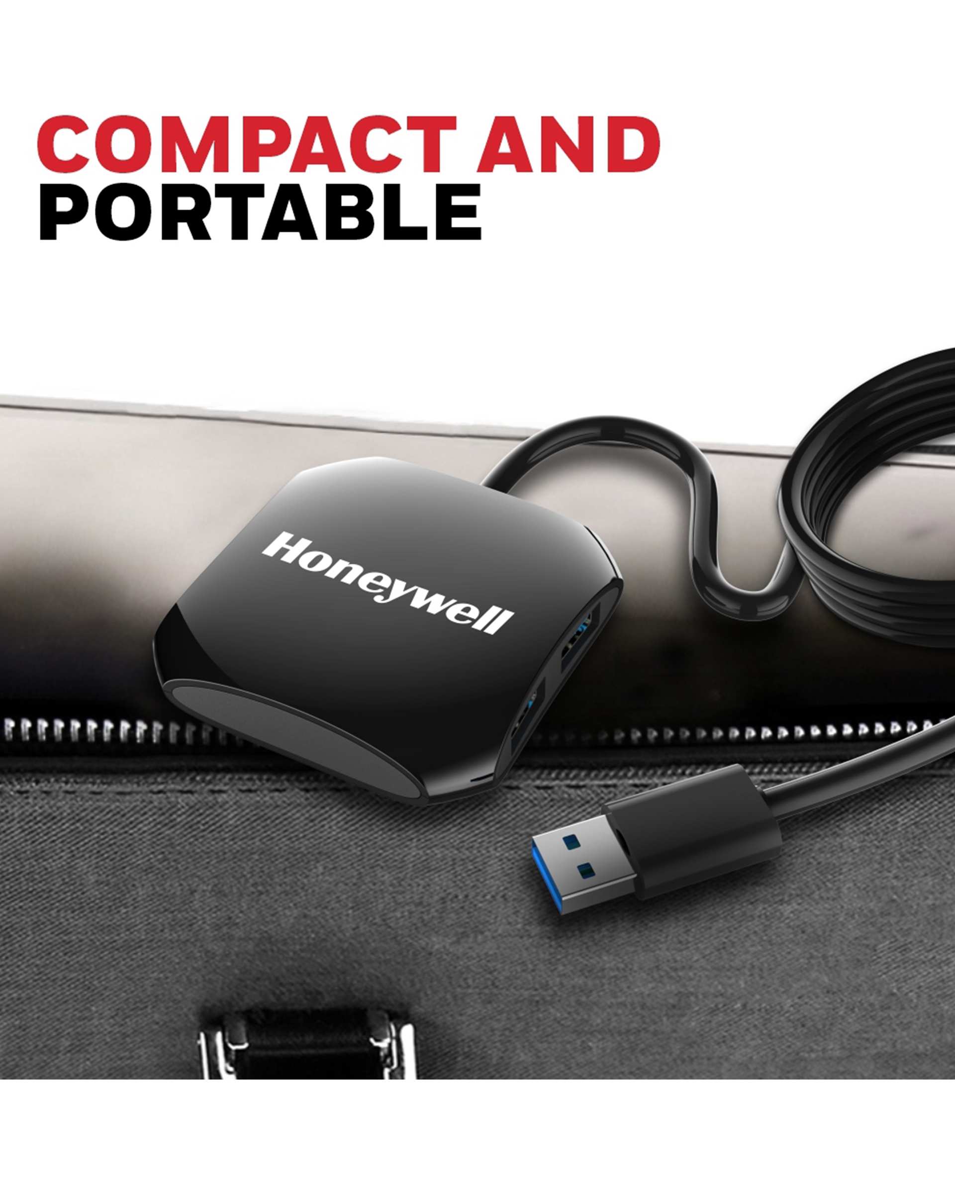 هاب 4 پورت USB 3.0 مشکی هانیول Honeywell مدل HC000010