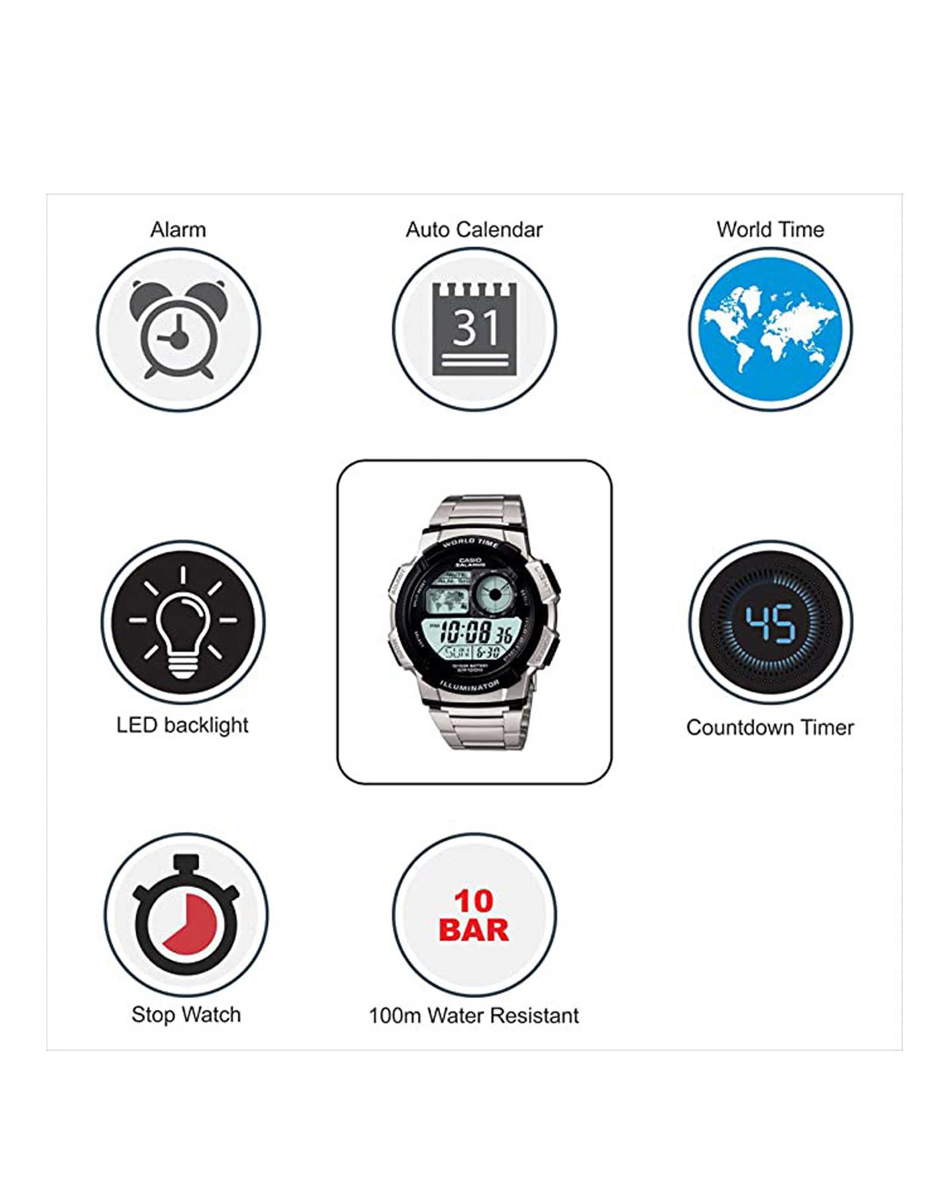 ساعت مچی مردانه دیجیتال کاسیو Casio مدل AE-1000W-2A