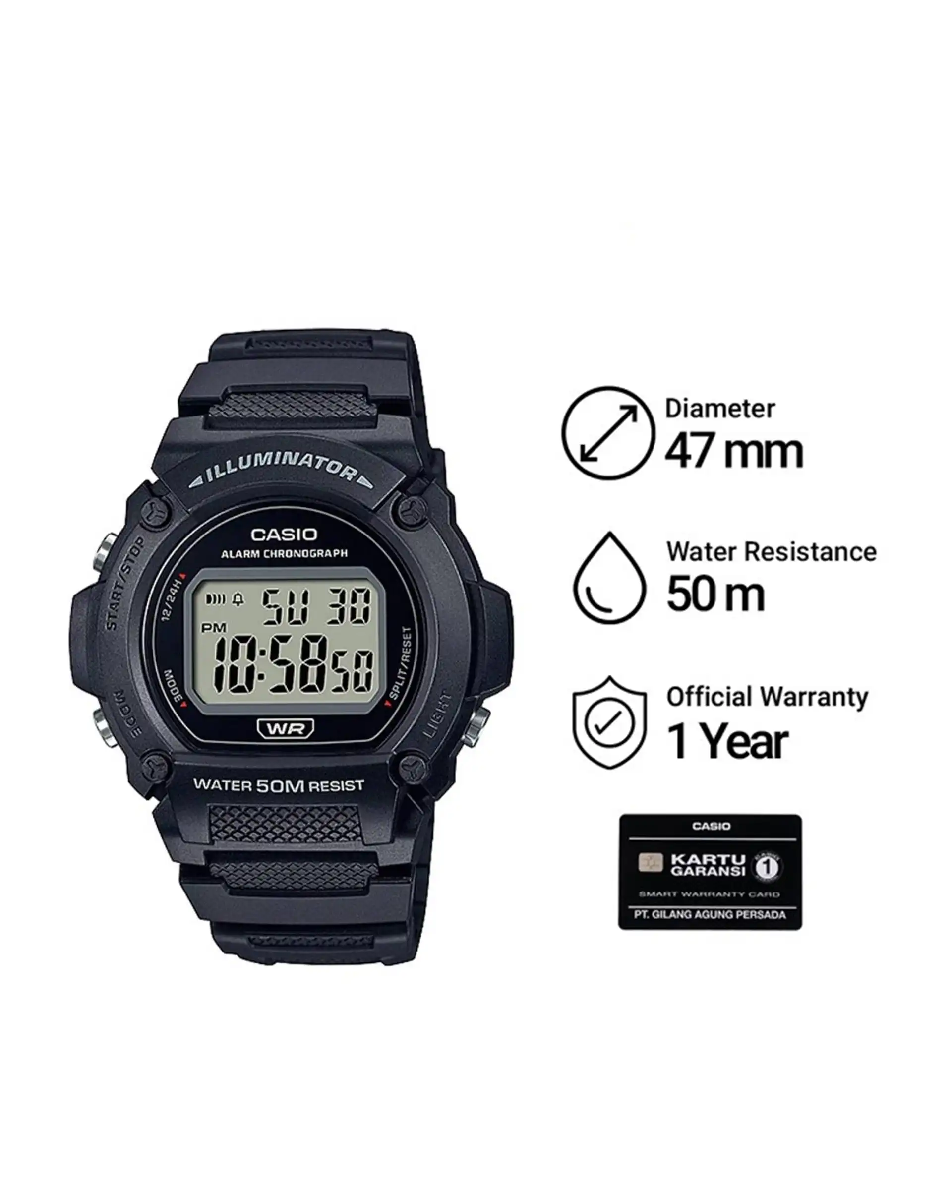 ساعت مچی دیجیتال کاسیو Casio مدل W-219H-1AVDF