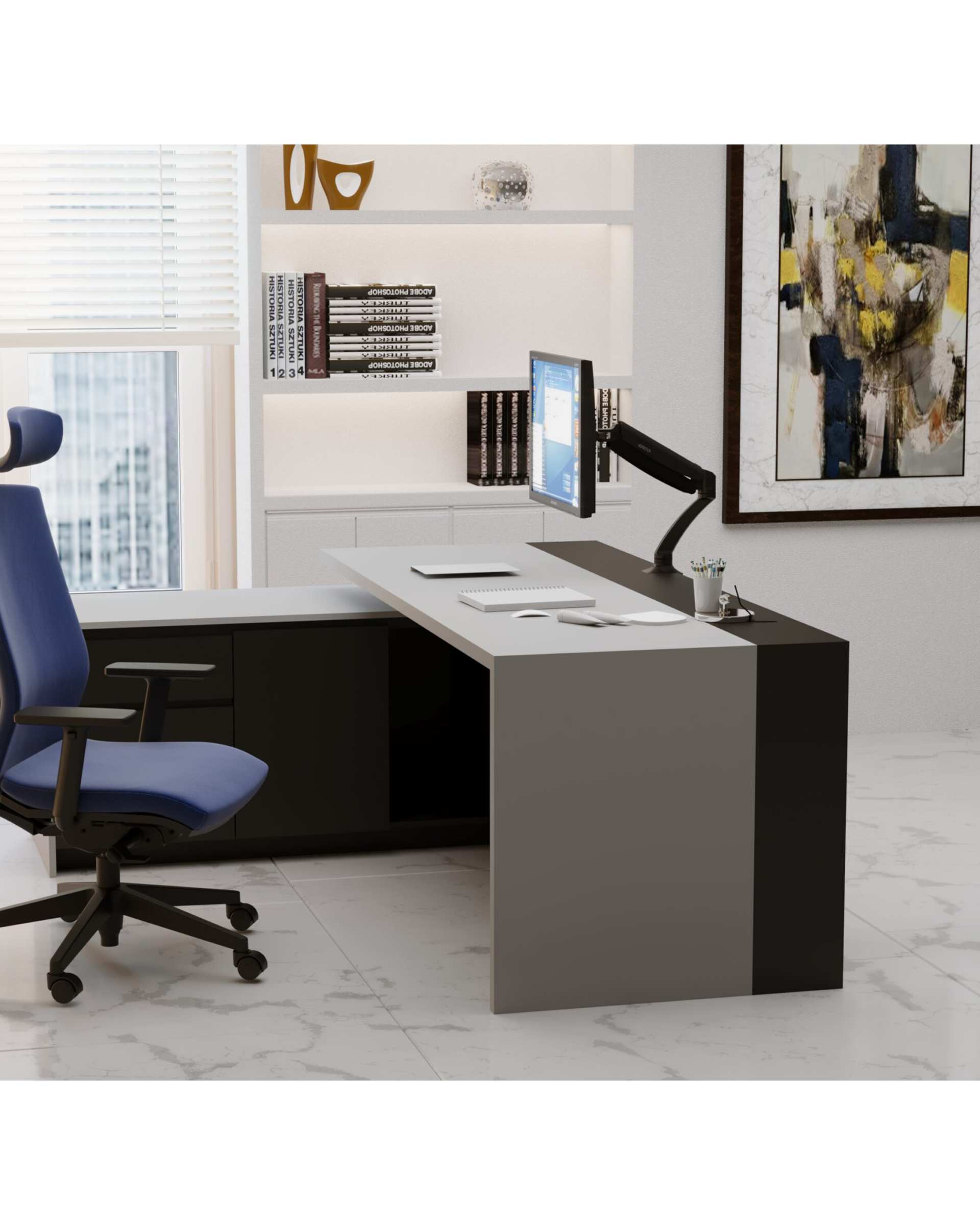 پایه نگهدارنده مانیتور با جک گازی مشکی ارگو Ergo مدل WLA001