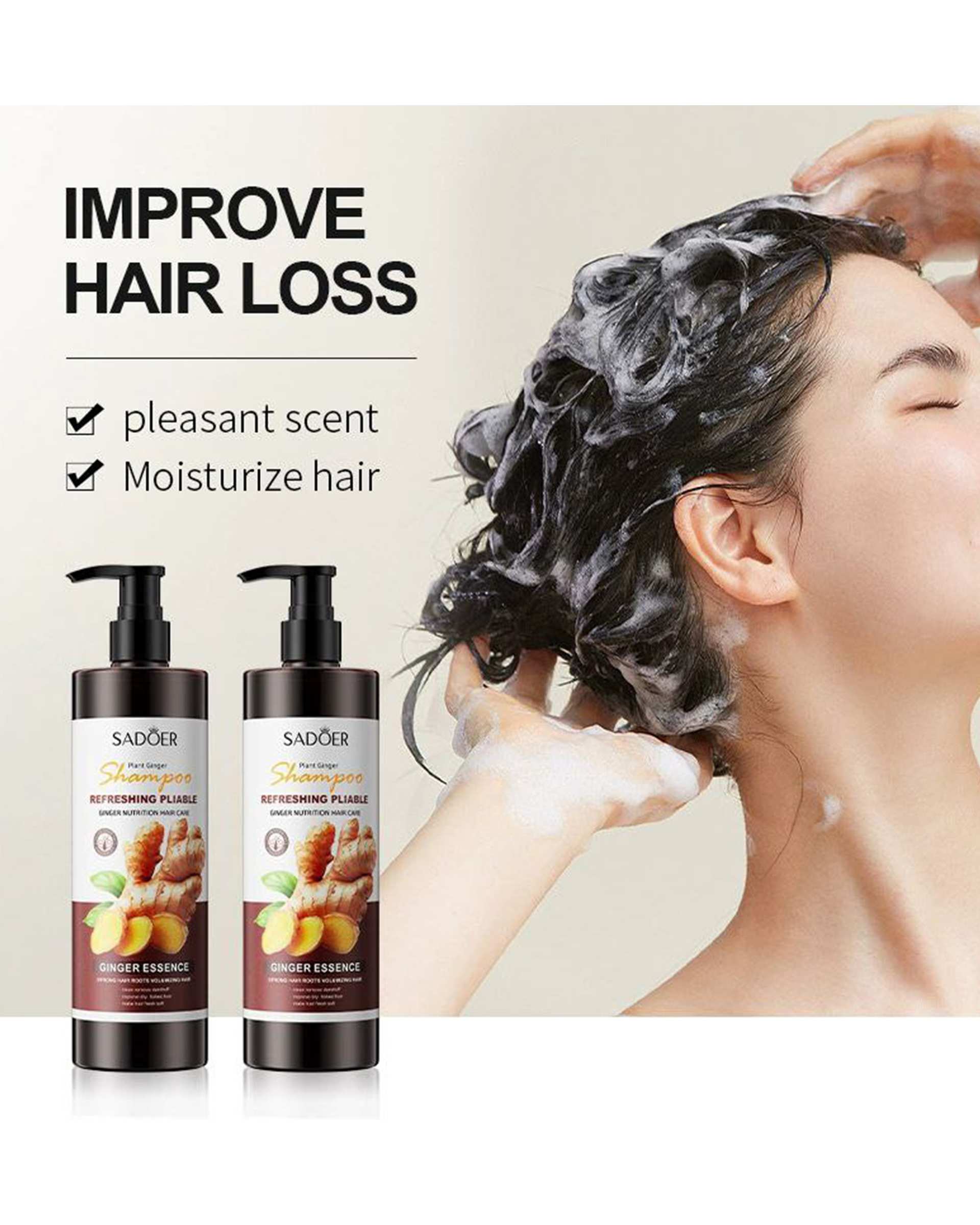 شامپو ضد ریزش مو سادور Sadoer حاوی عصاره زنجبیل 500ml