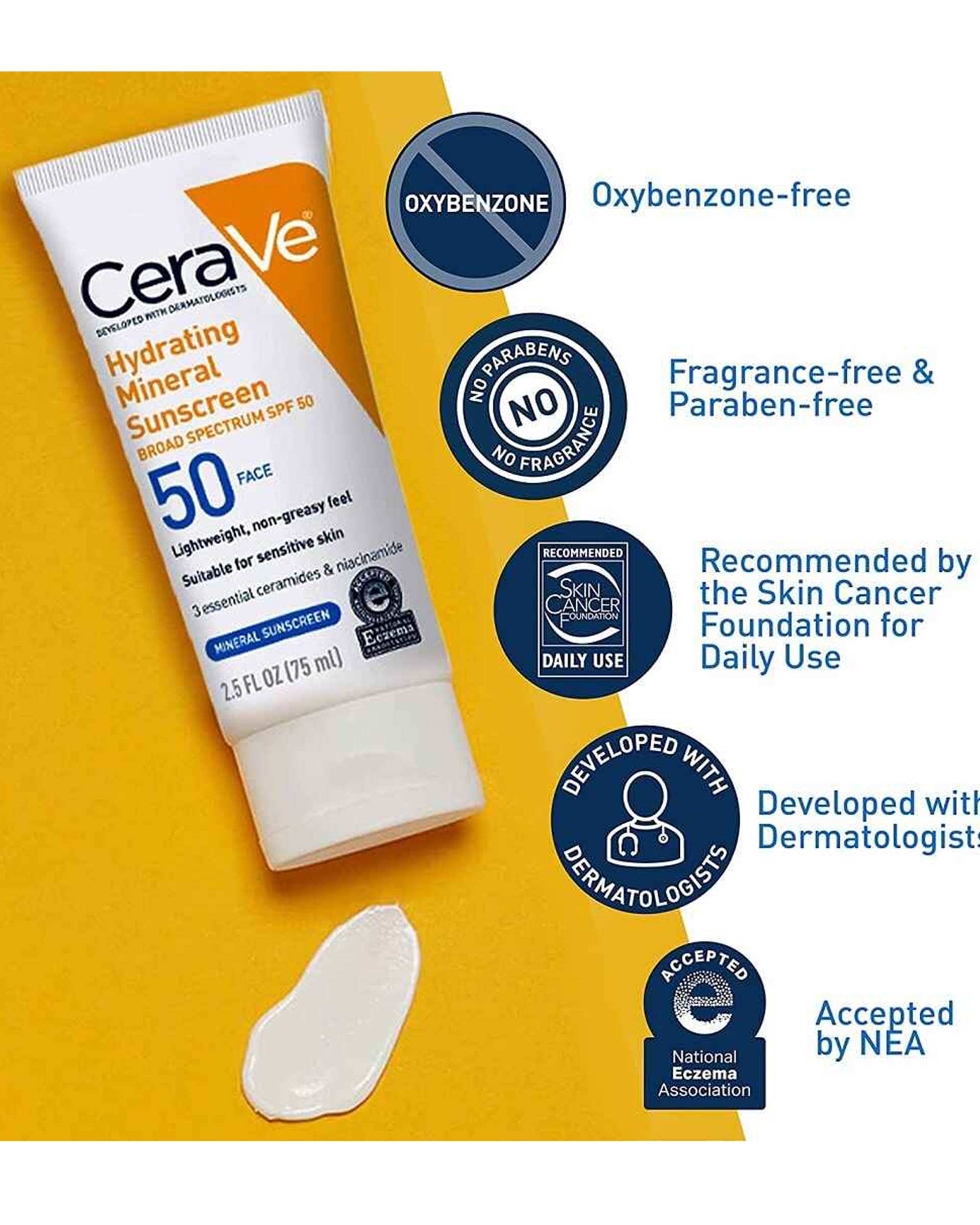 کرم ضد آفتاب فاقد چربی مینرال SPF50 سراوی CeraVe مدل Hydrating Mineral