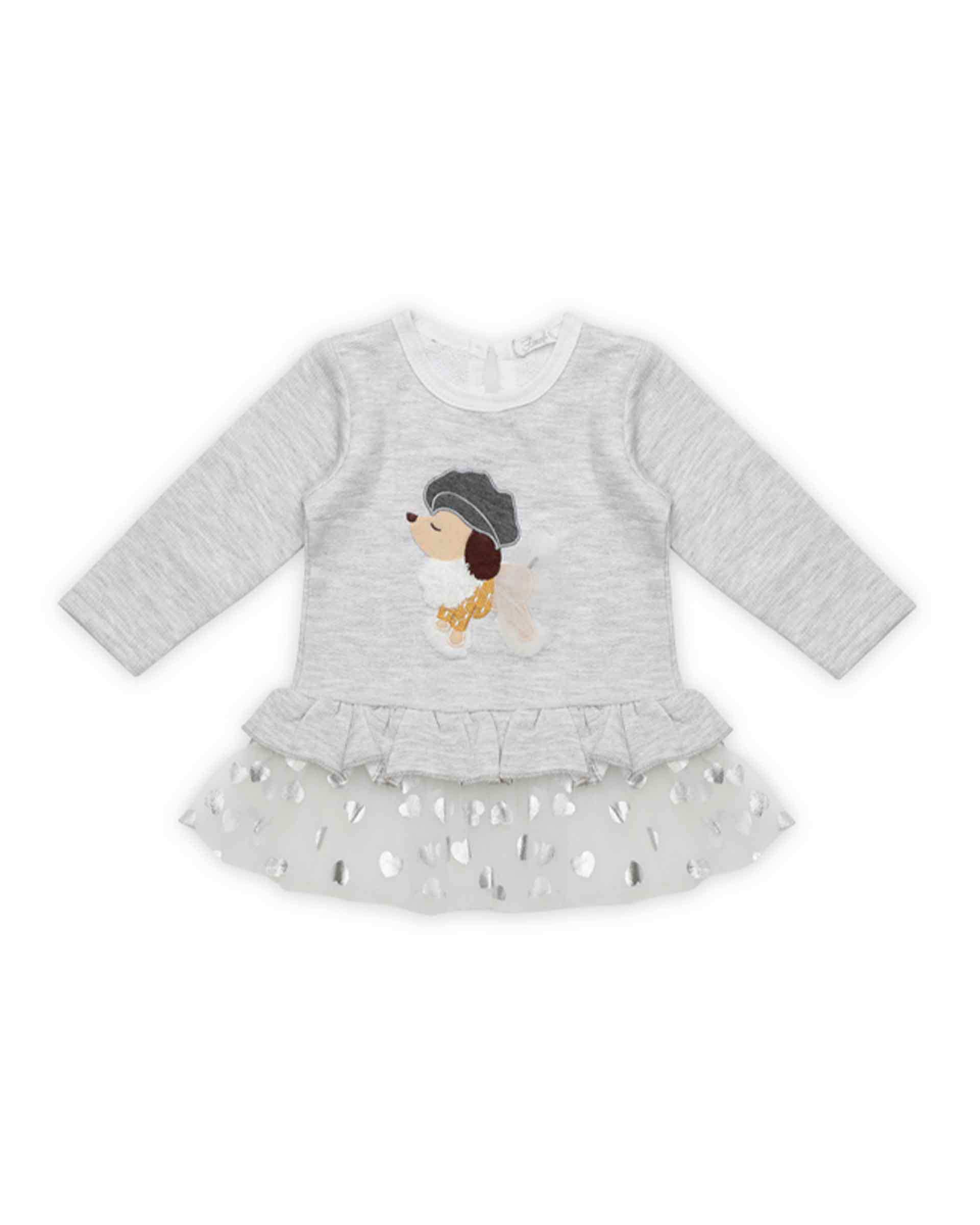 پیراهن دخترانه نوزادی دورس طوسی فیورلا Fiorella مدل جسی کد 23512