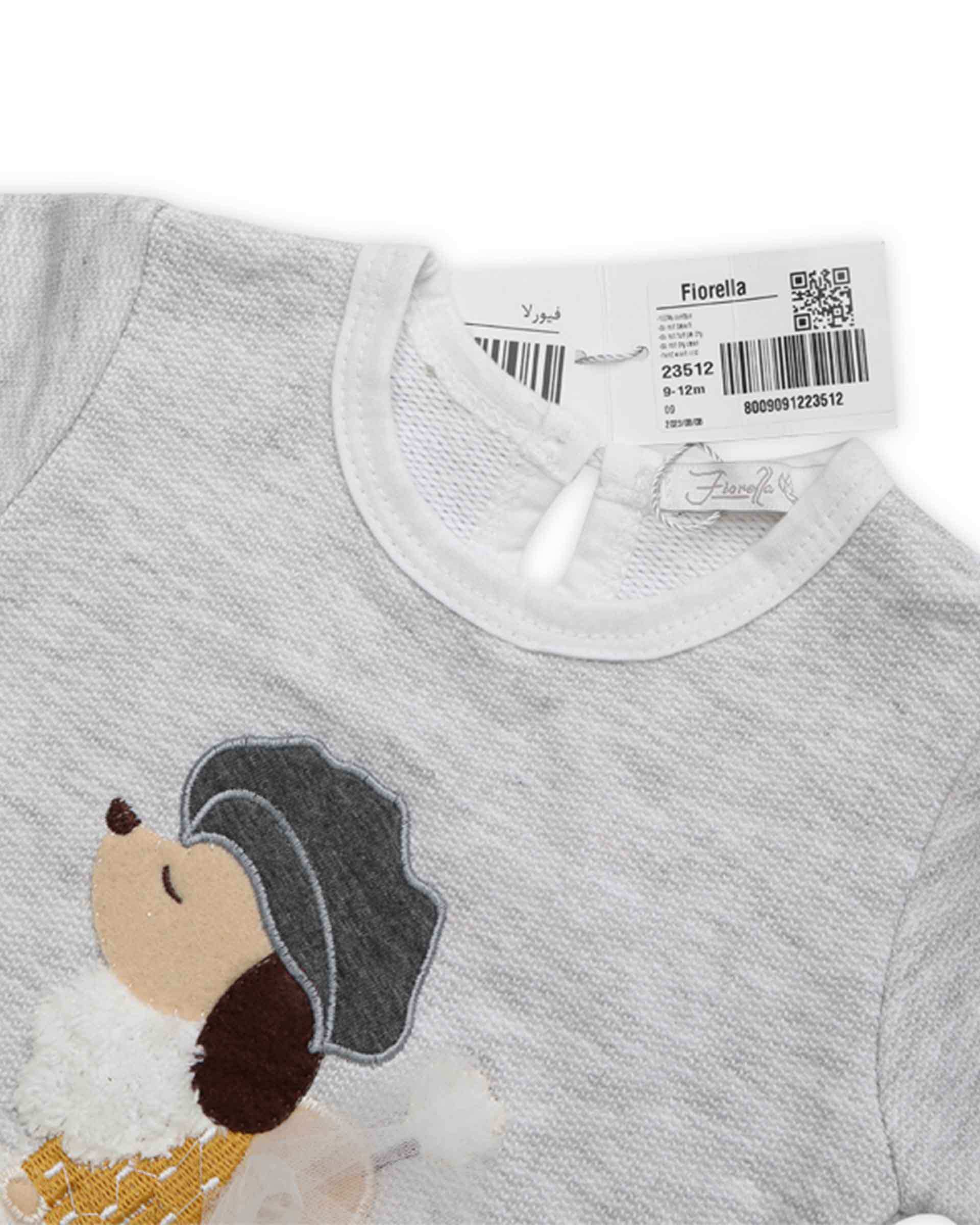 پیراهن دخترانه نوزادی دورس طوسی فیورلا Fiorella مدل جسی کد 23512