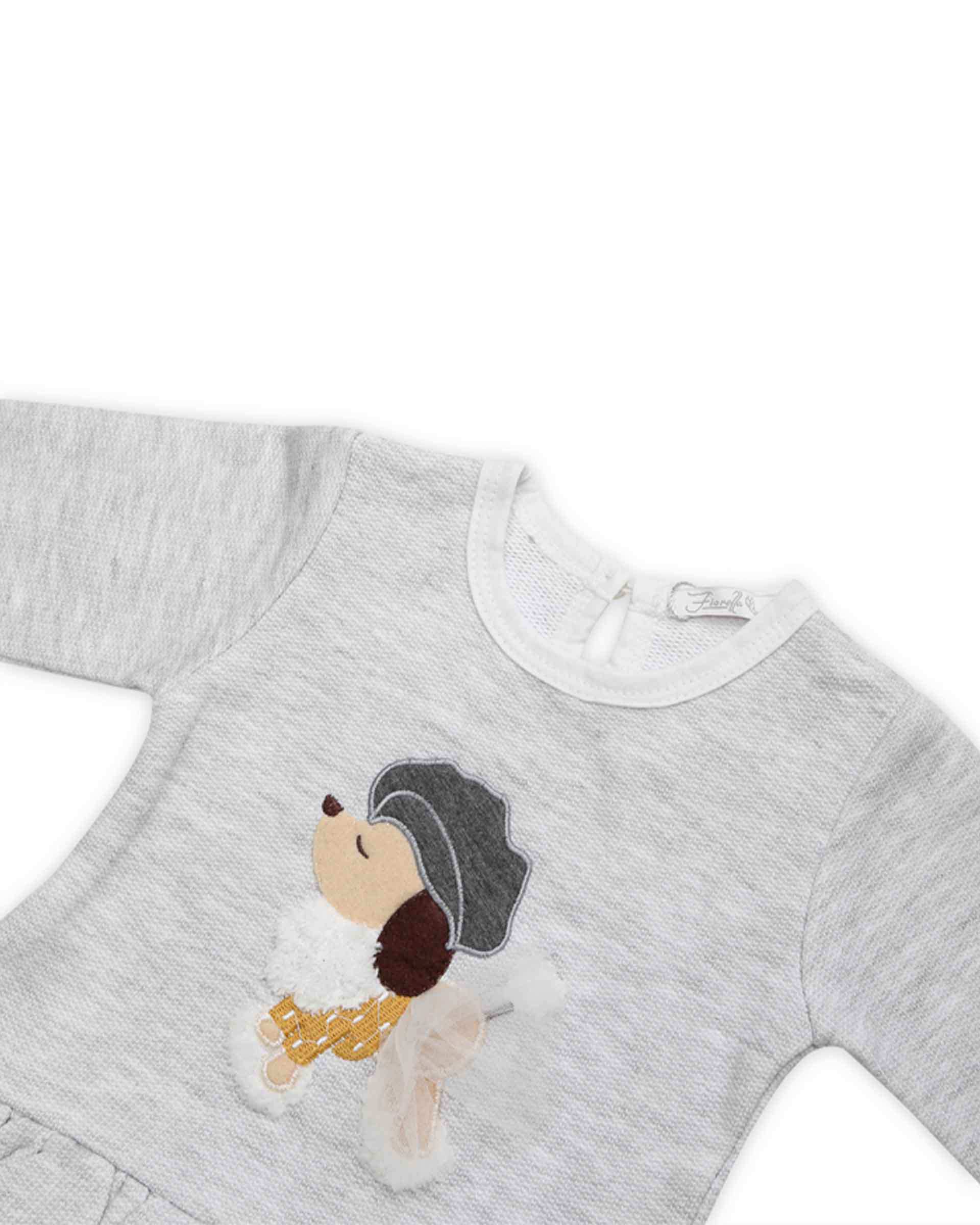 پیراهن دخترانه نوزادی دورس طوسی فیورلا Fiorella مدل جسی کد 23512