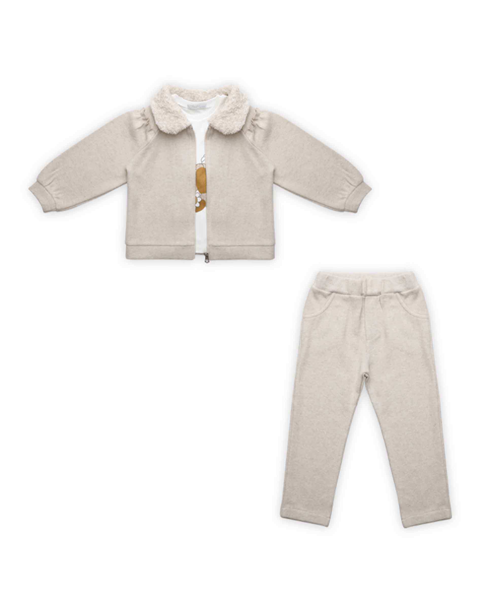 ست 3 تکه سویشرت و شلوار کبریتی فیورلا Fiorella مدل خرس قلبی کد 233524