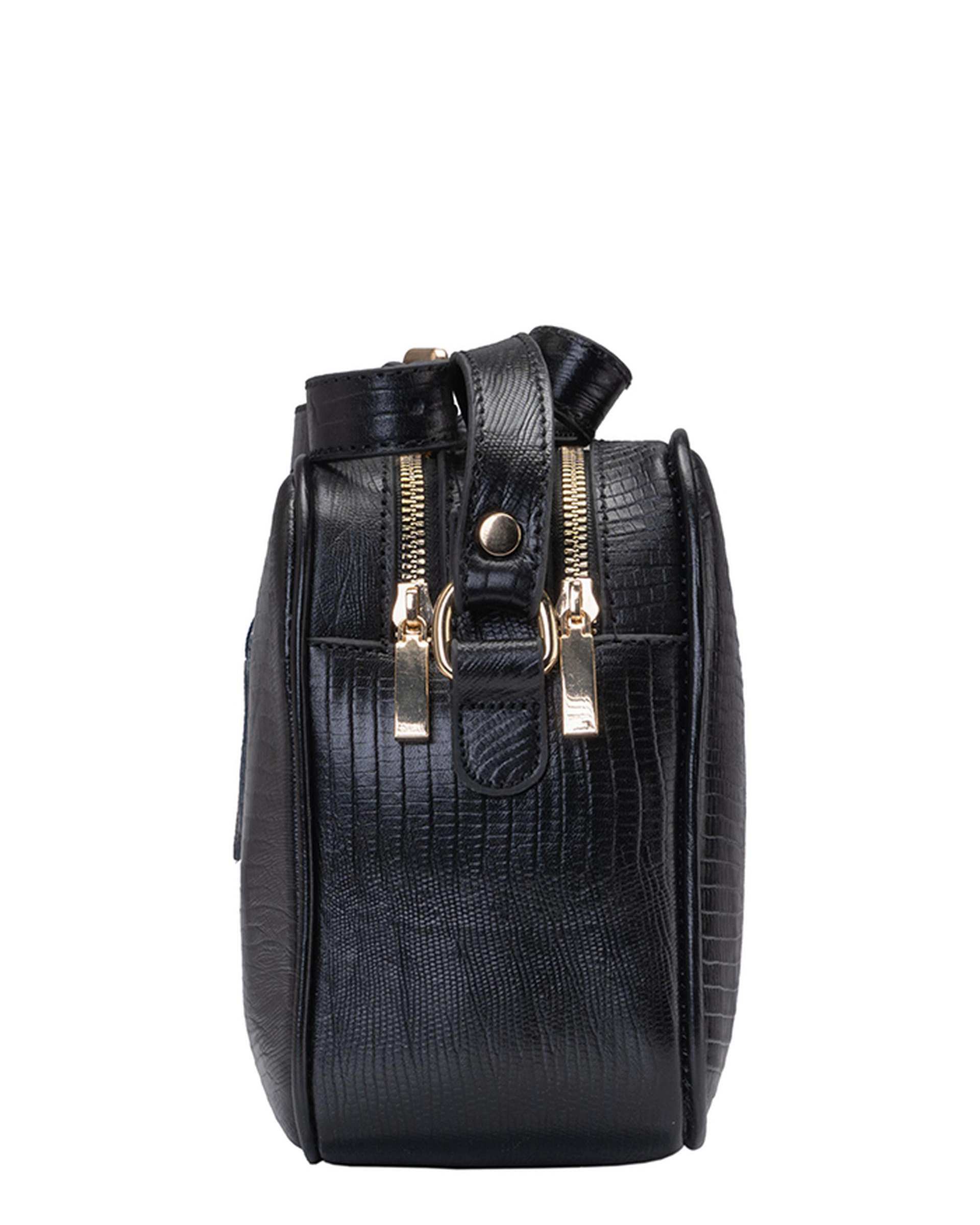 کیف چرم زنانه دوشی مشکی صاد Saad مدل RZ3002