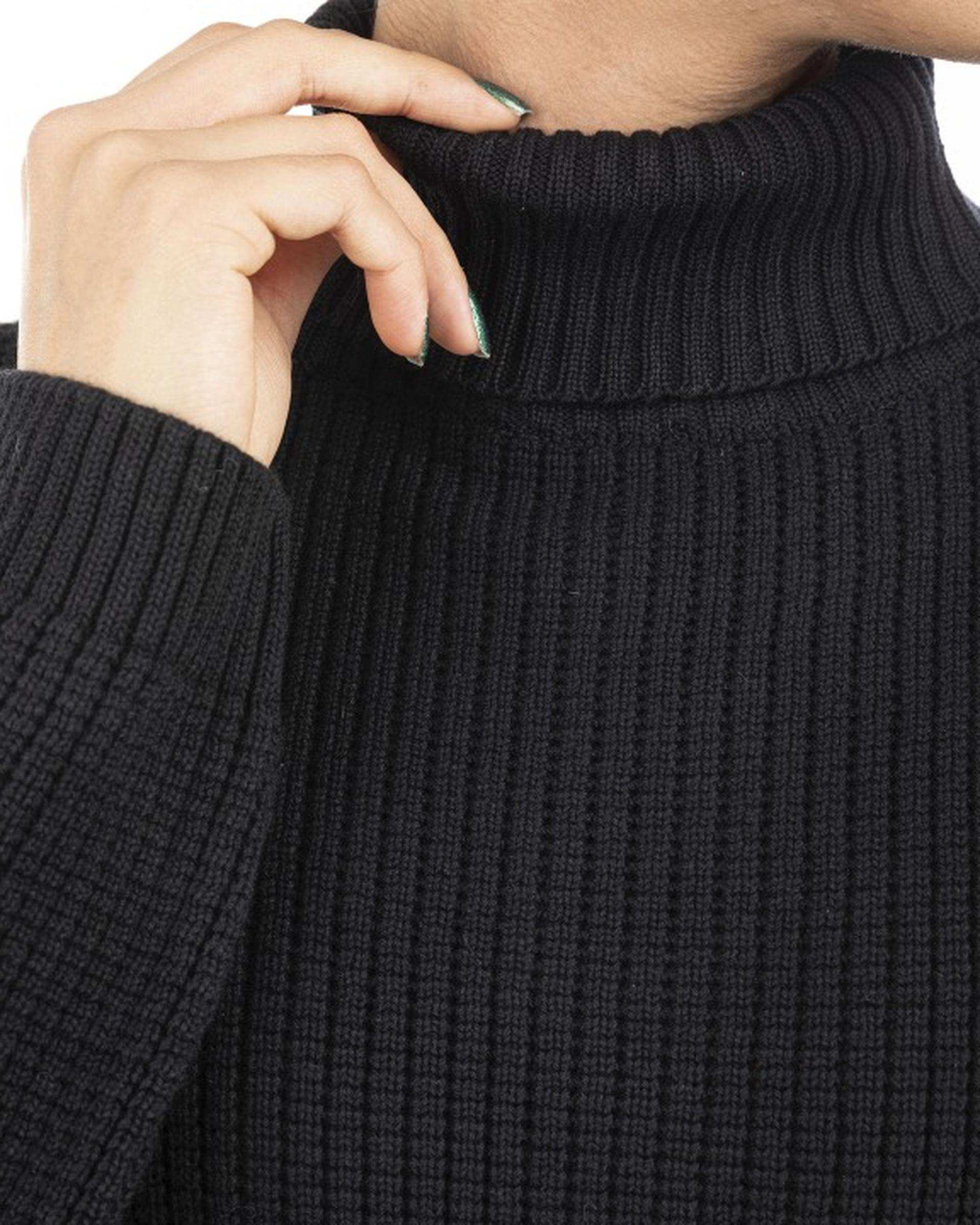 بلوز زنانه بافت یقه اسکی مشکی آر ان اس RNS کد 11031790 