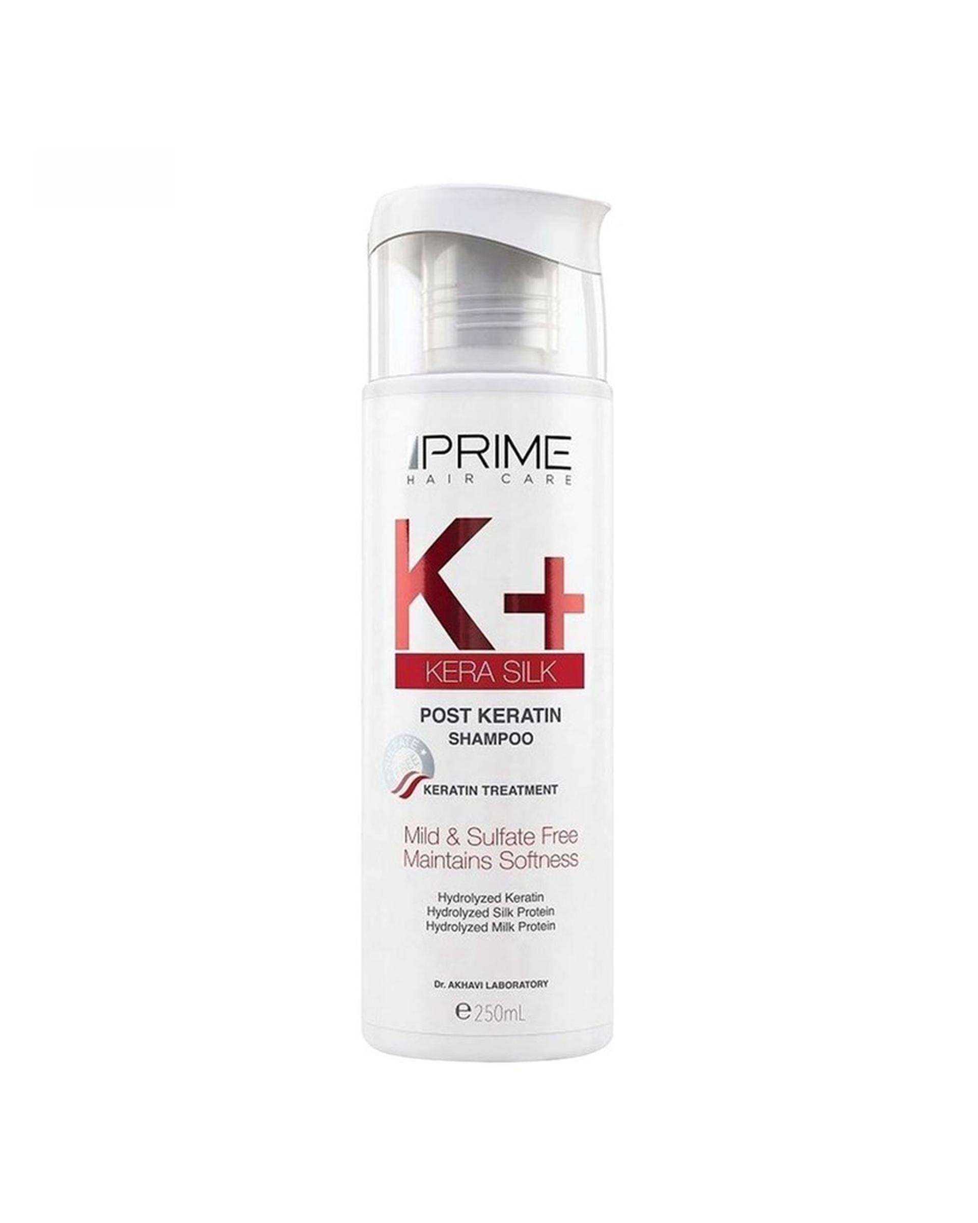 شامپو مو کراتینه بدون سولفات پرایم Prime مدل K+ Kera Silk حجم 250ml