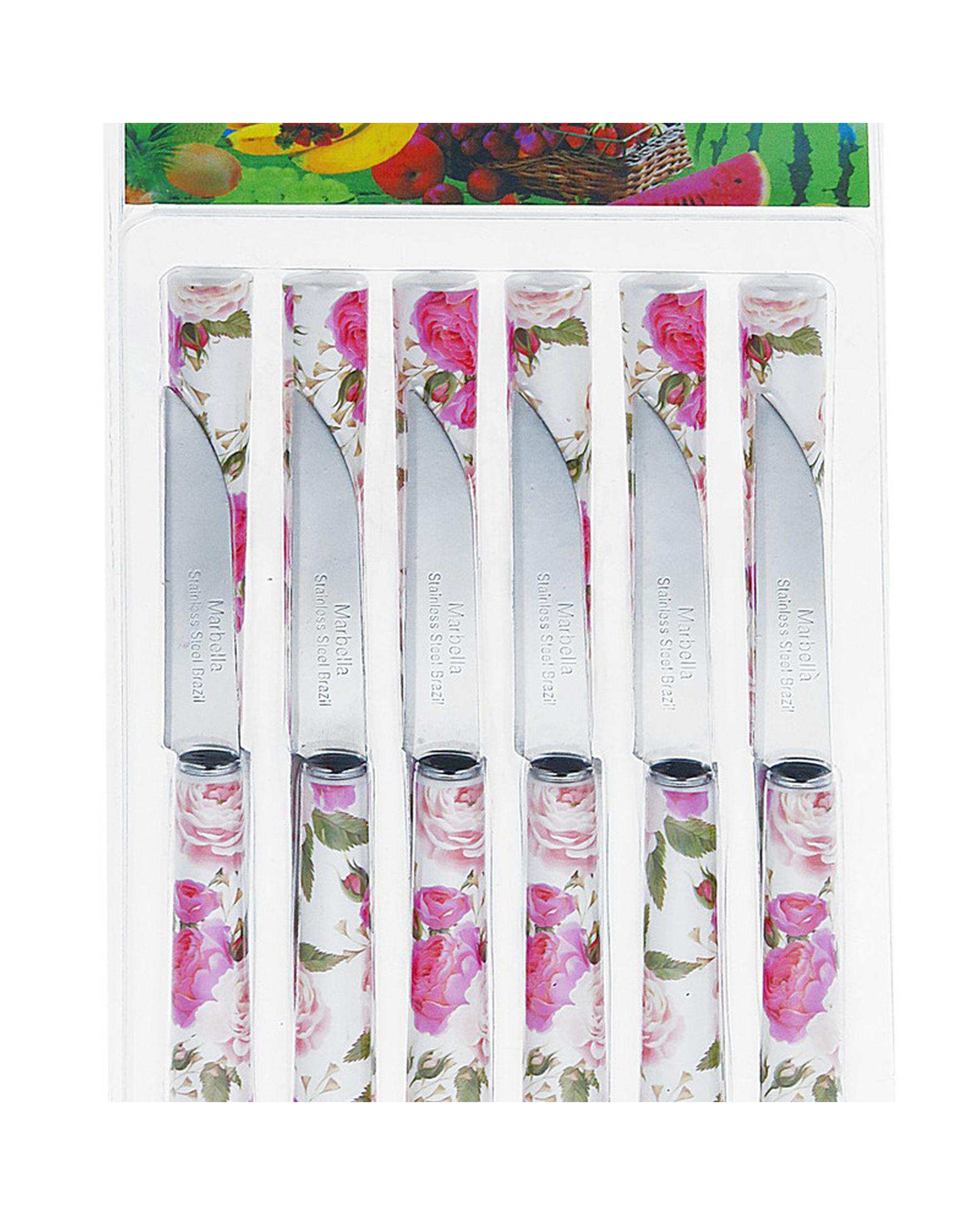 کارد میوه خوری گلدار مدل A003 بسته 12 عددی