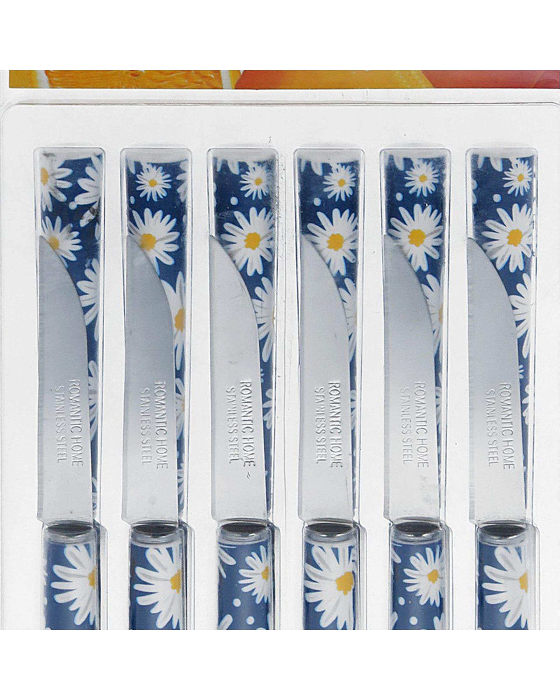 کارد میوه خوری مدادی آبی گلدار مدل M001 بسته 12 عددی