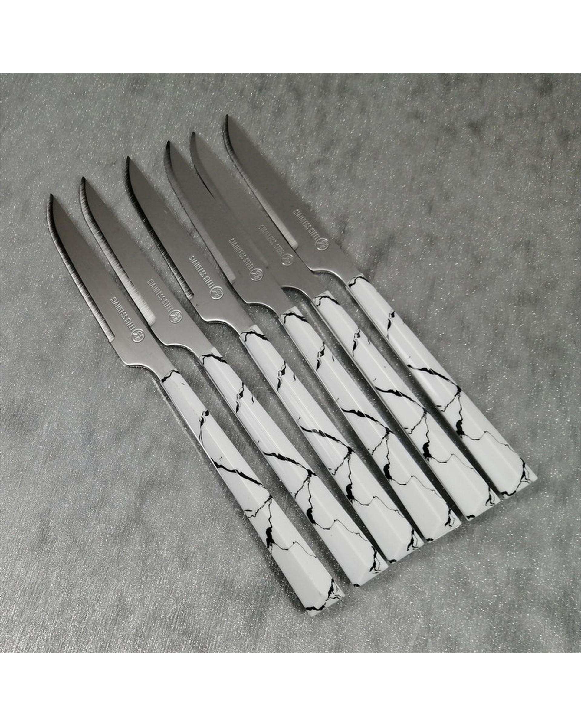 سرویس کارد و چنگال میوه خوری 12 پارچه سفید ام جی MG مدل ماربل