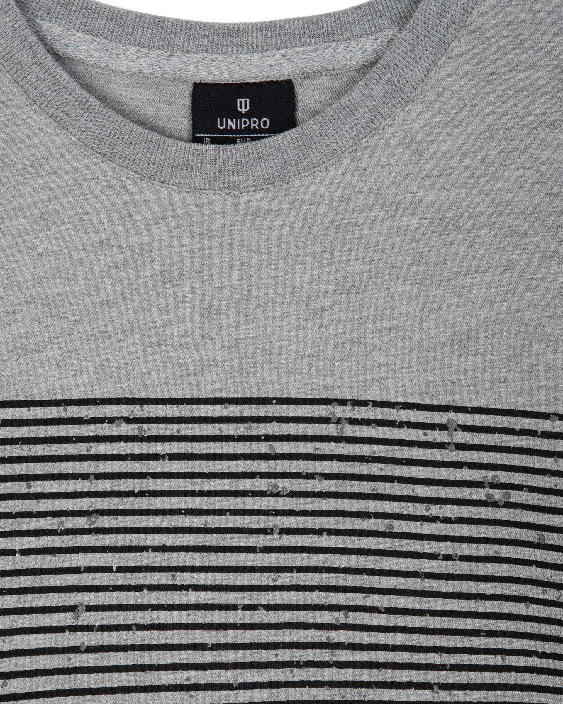 تی شرت مردانه یقه گرد طوسی روشن یونی پرو Unipro مدل 913112114-91