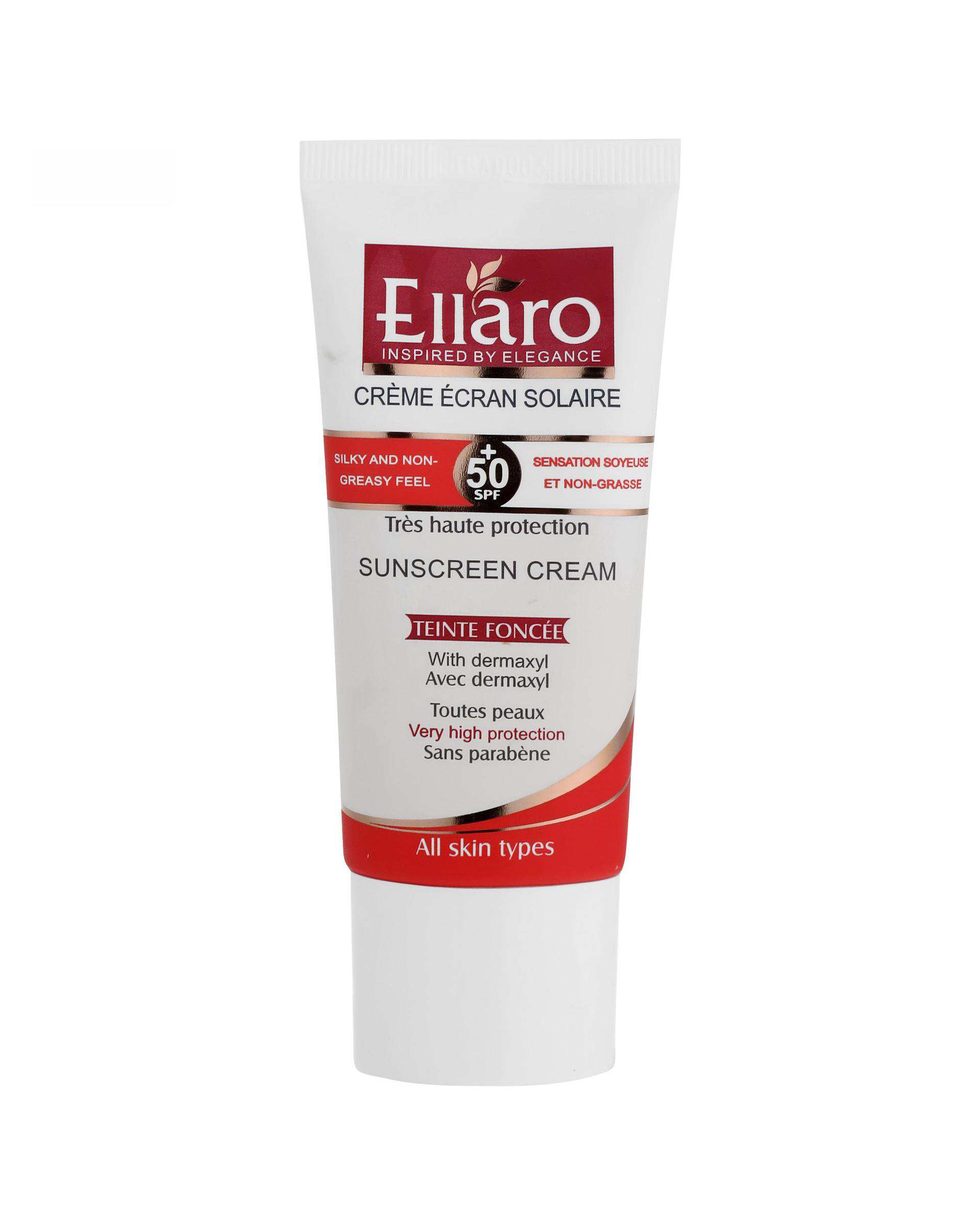 کرم ضد آفتاب رنگی فاقد چربی SPF50 الارو Ellaro حجم 50ml کد 369