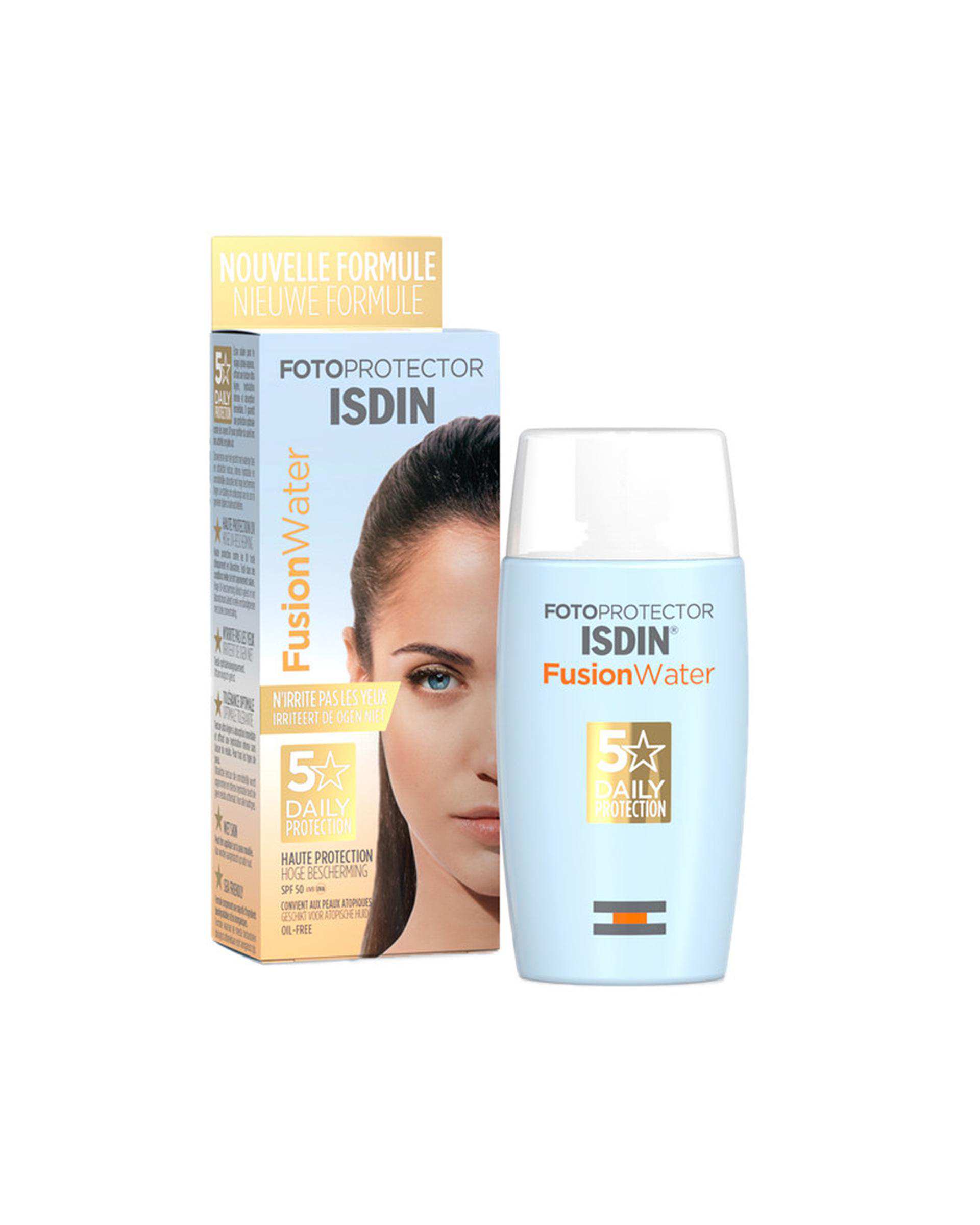 کرم ضد آفتاب بی رنگ SPF50 ایزدین مدل Fusion Water 5 Daily مناسب انواع پوست 50ml