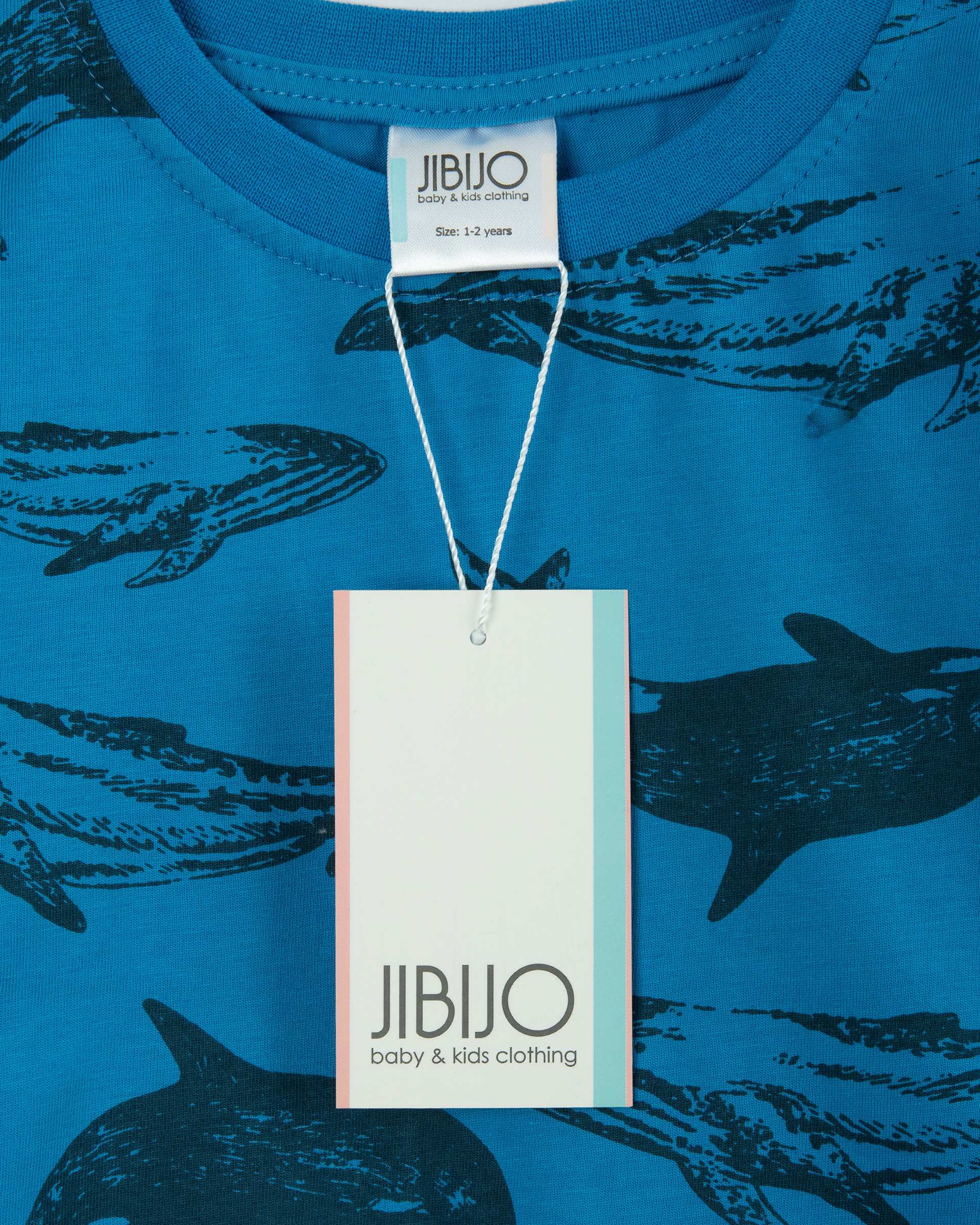 ست بلوز و شلوار بچگانه نخی آبی نفتی جی بی جو Jibijo طرح وال کد 3105
