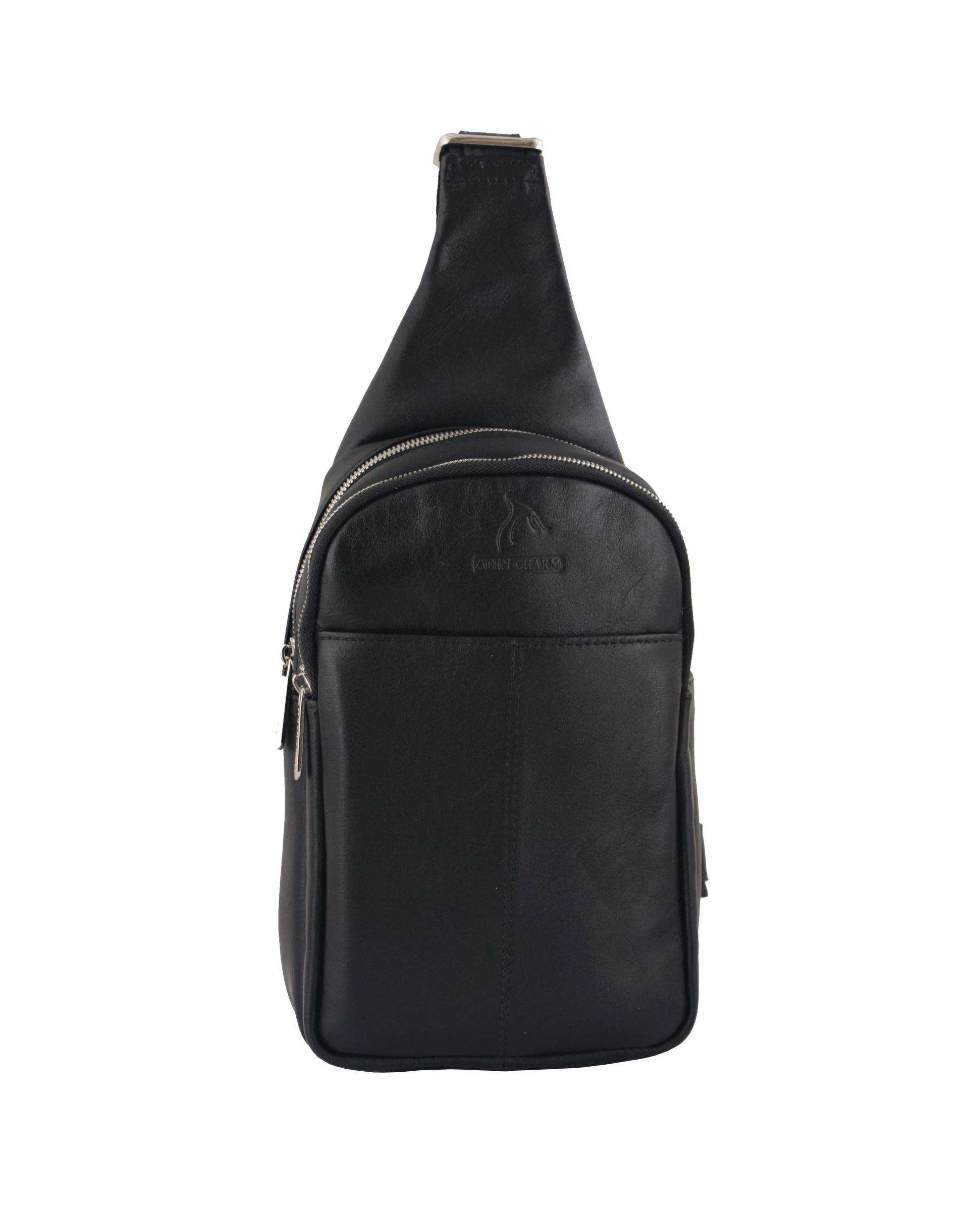 کیف مردانه کراس بادی چرم مدل DG65 مشکی چرم بارز Charm Barez