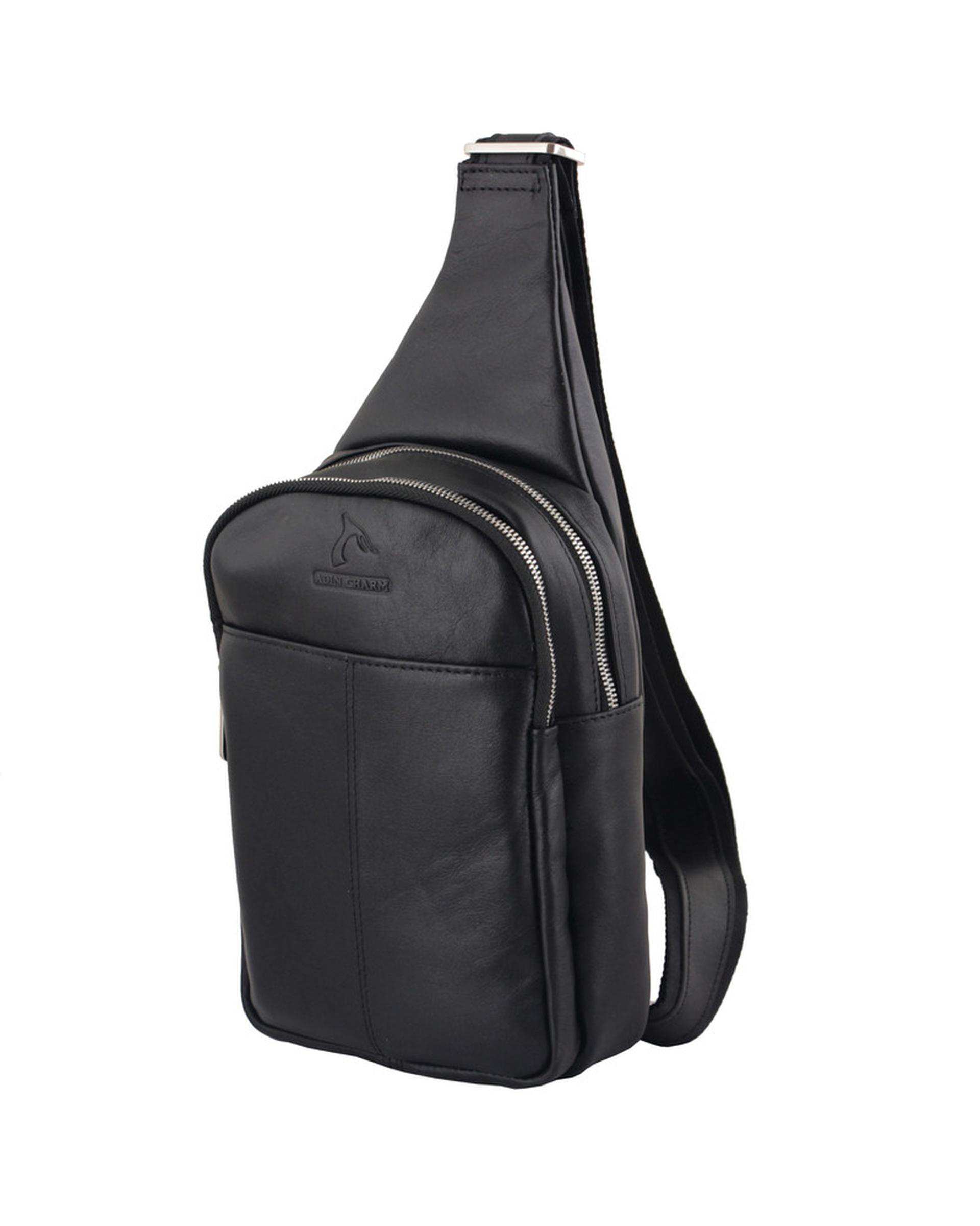 کیف مردانه کراس بادی چرم مدل DG65 مشکی چرم بارز Charm Barez