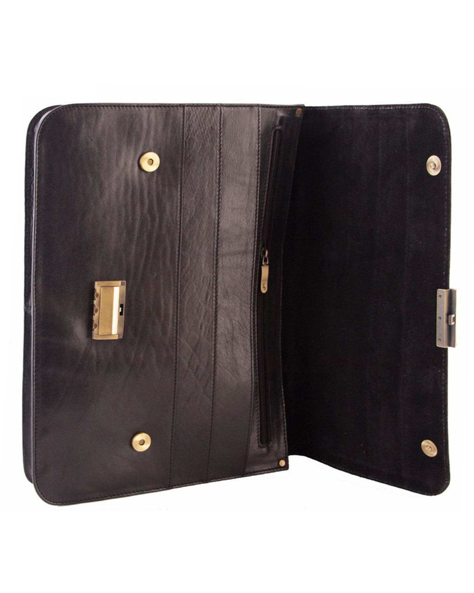 کیف اداری مردانه چرم مدل DF29.1 مشکی چرم بارز Charm Barez