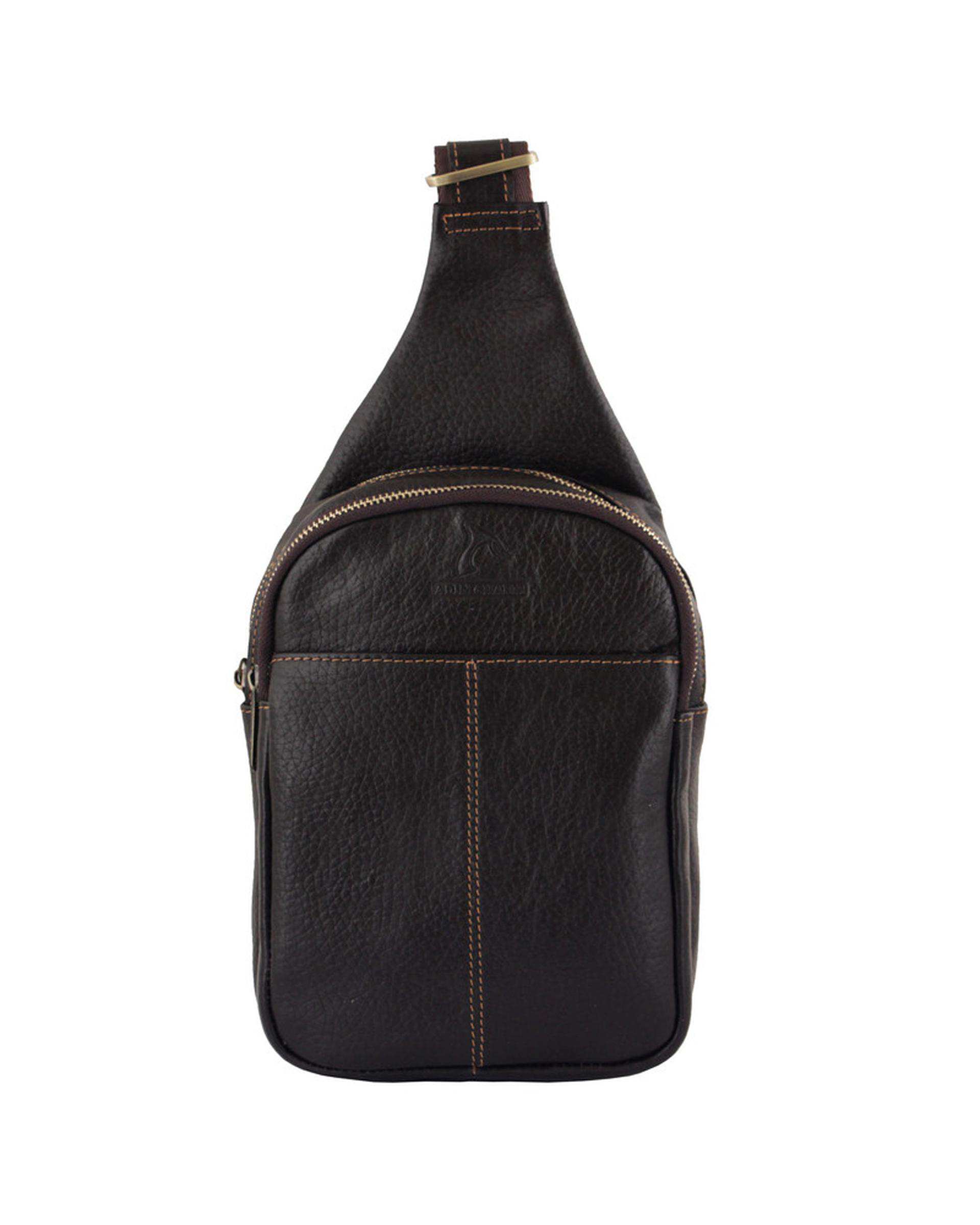 کیف مردانه کراس بادی چرم مدل DG65.1 قهوه ای چرم بارز Charm Barez