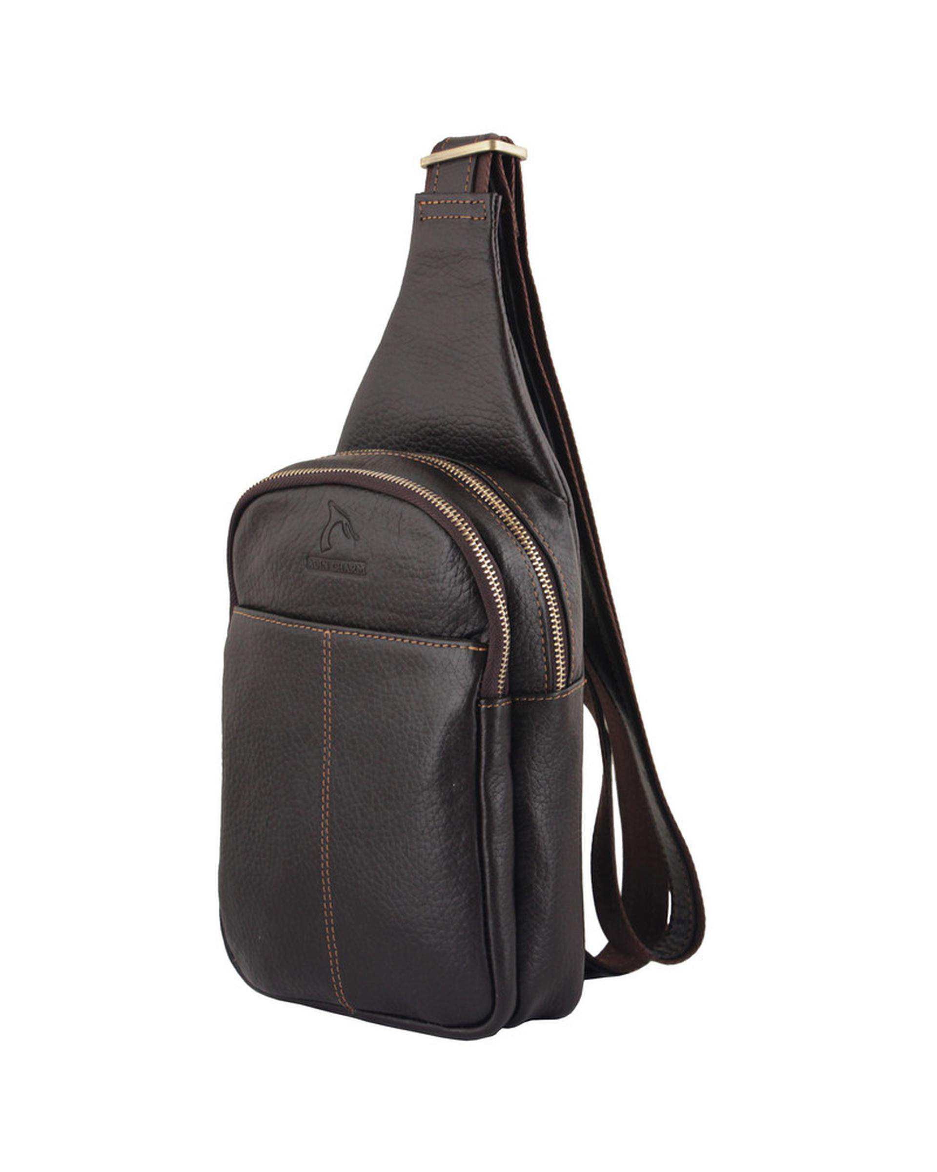 کیف مردانه کراس بادی چرم مدل DG65.1 قهوه ای چرم بارز Charm Barez