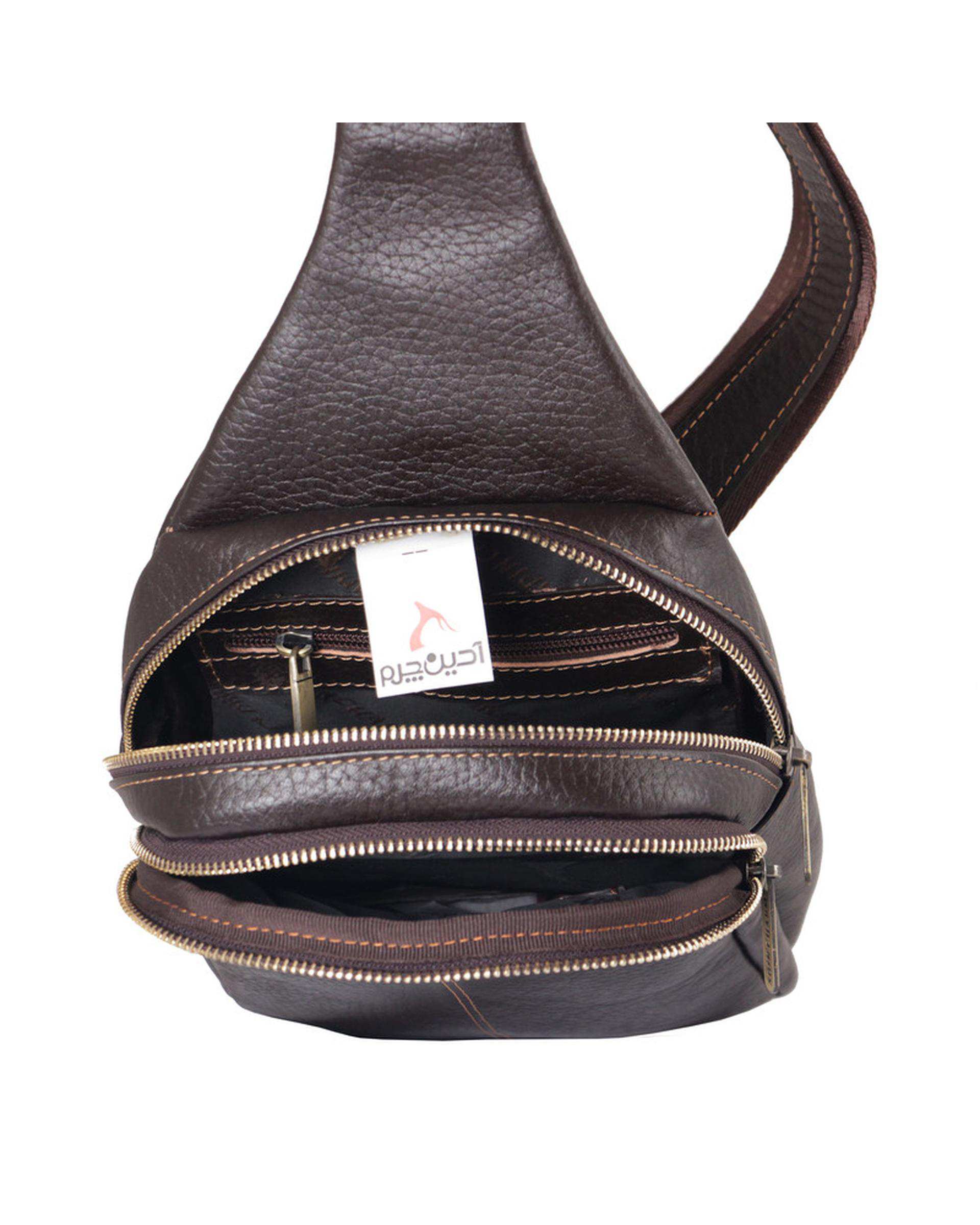 کیف مردانه کراس بادی چرم مدل DG65.1 قهوه ای چرم بارز Charm Barez