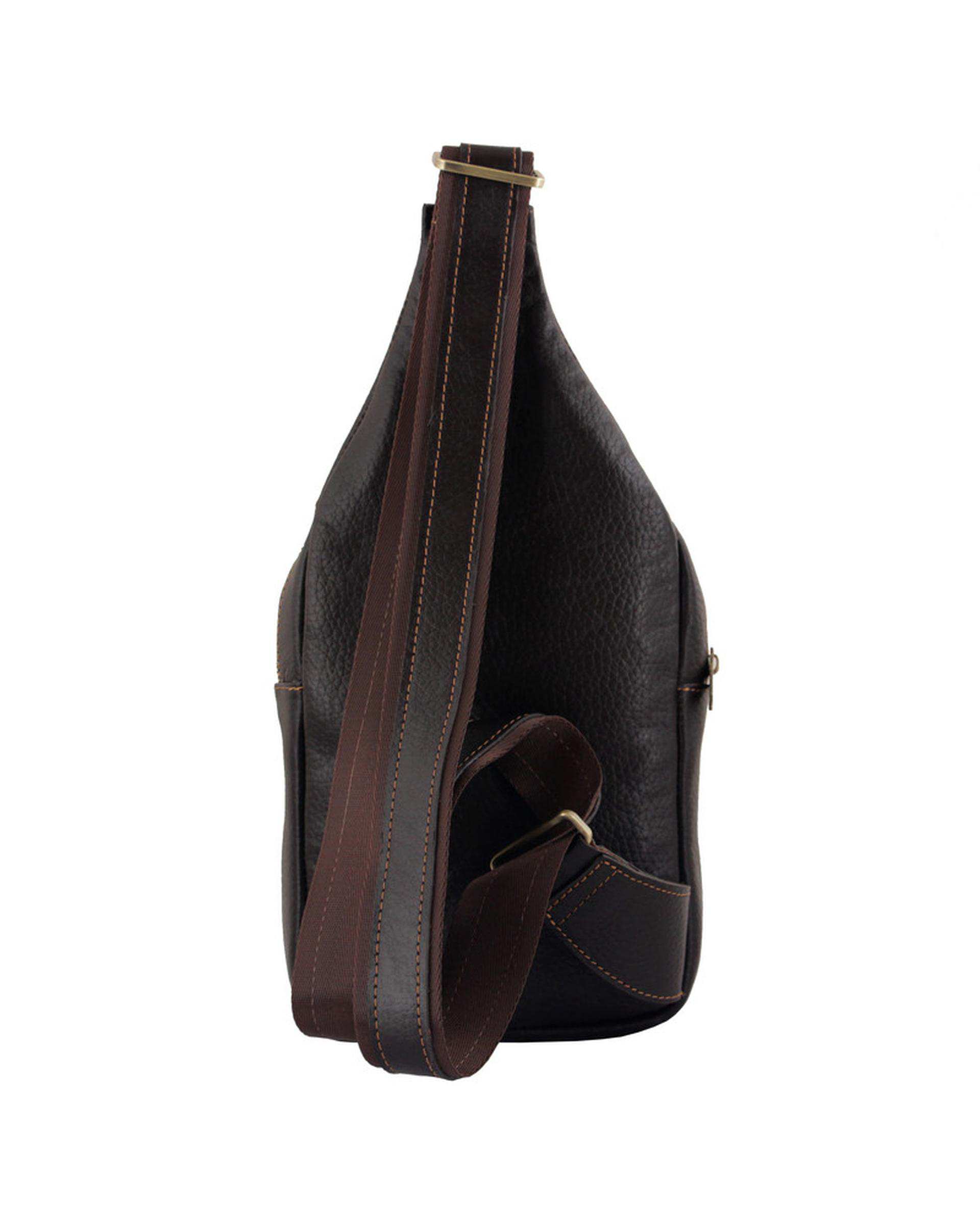 کیف مردانه کراس بادی چرم مدل DG65.1 قهوه ای چرم بارز Charm Barez