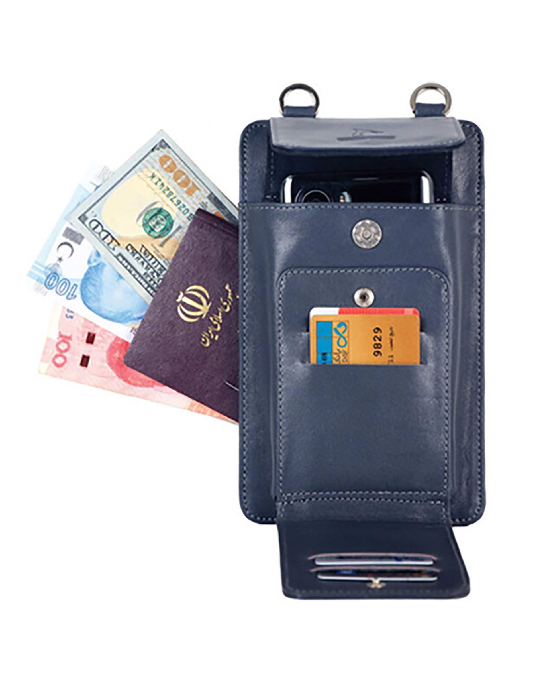 کیف دوشی چرم مدل DG73 مشکی چرم بارز Charm Bazar