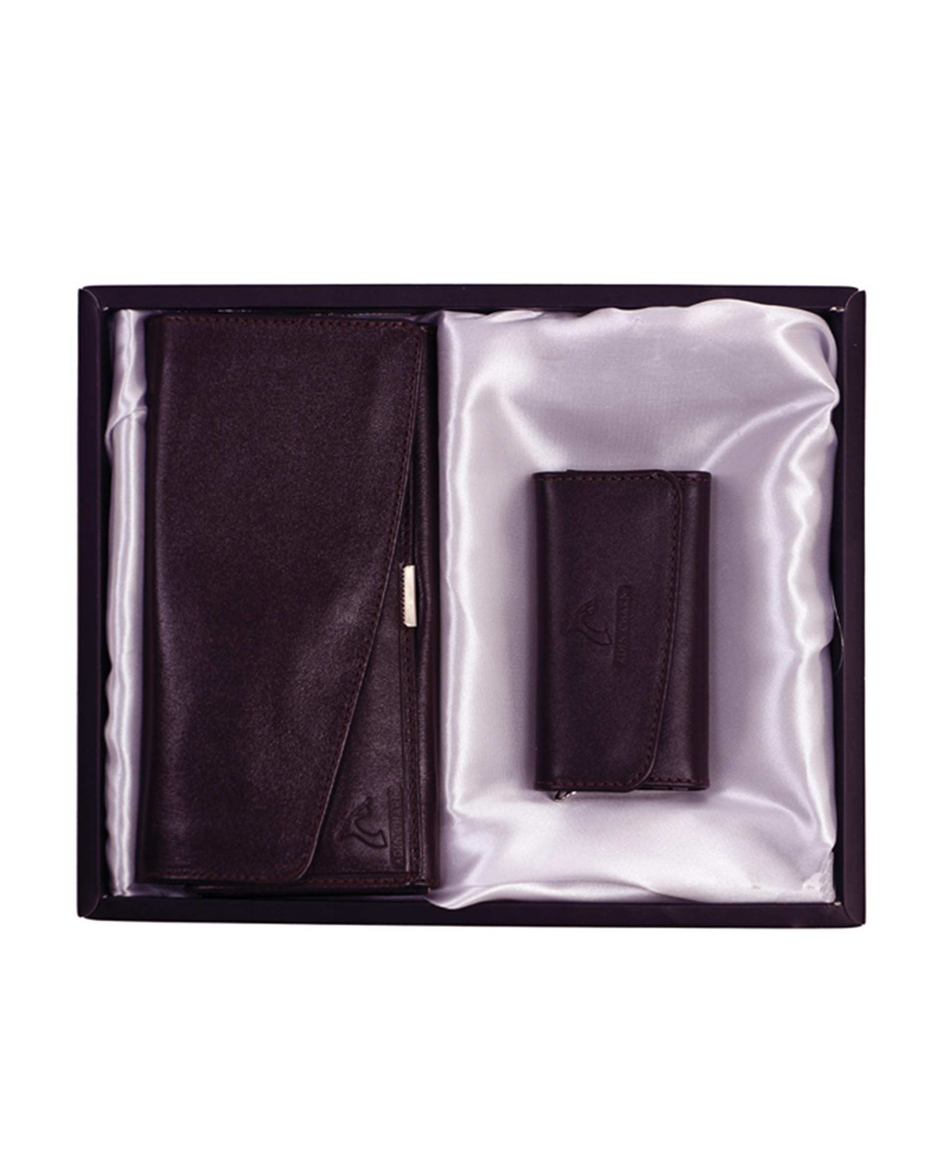 ست هدیه چرم زنانه قهوه ای تیره چرم بارز Charm Barez مدل DS8.1.nw