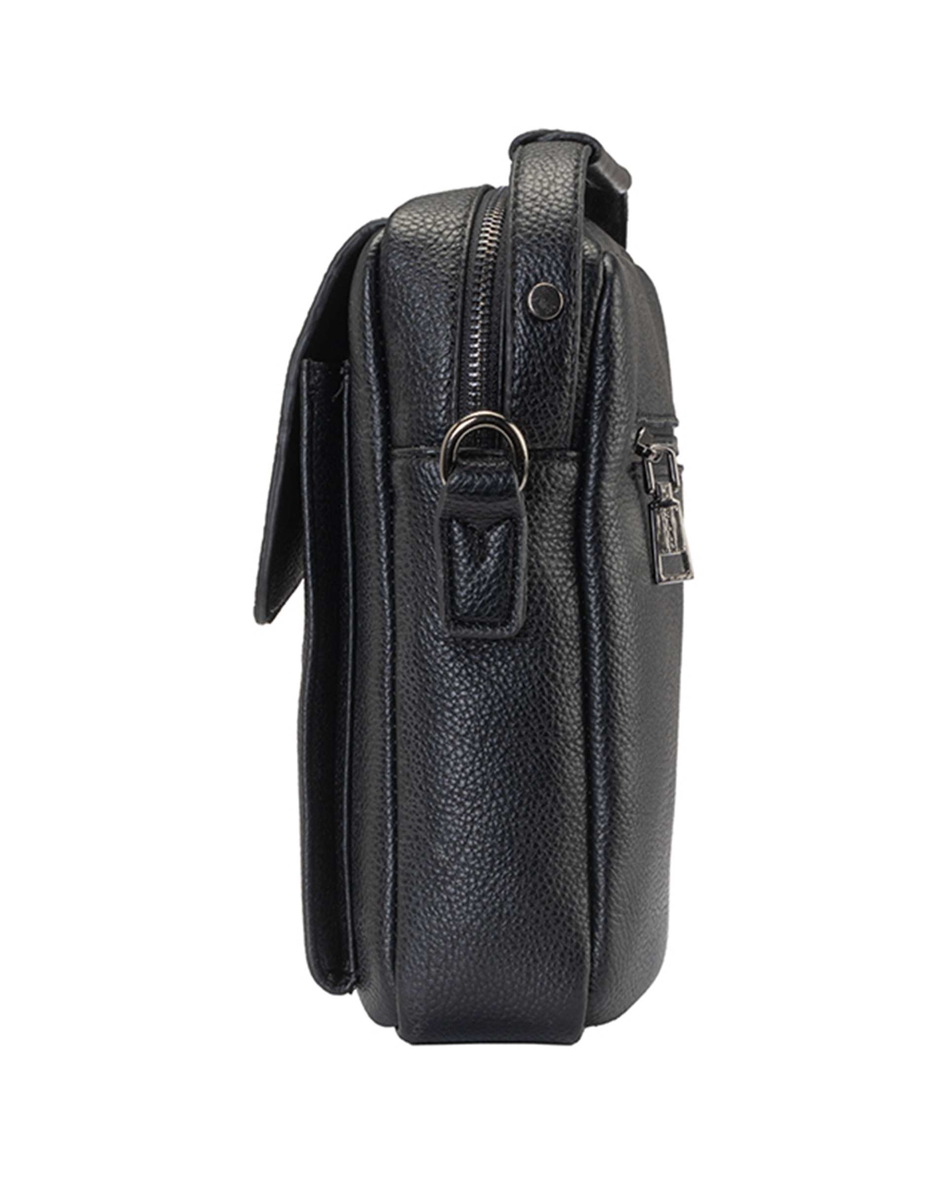 کیف چرم کراس بادی مردانه مشکی صاد Saad مدل HZ2901 