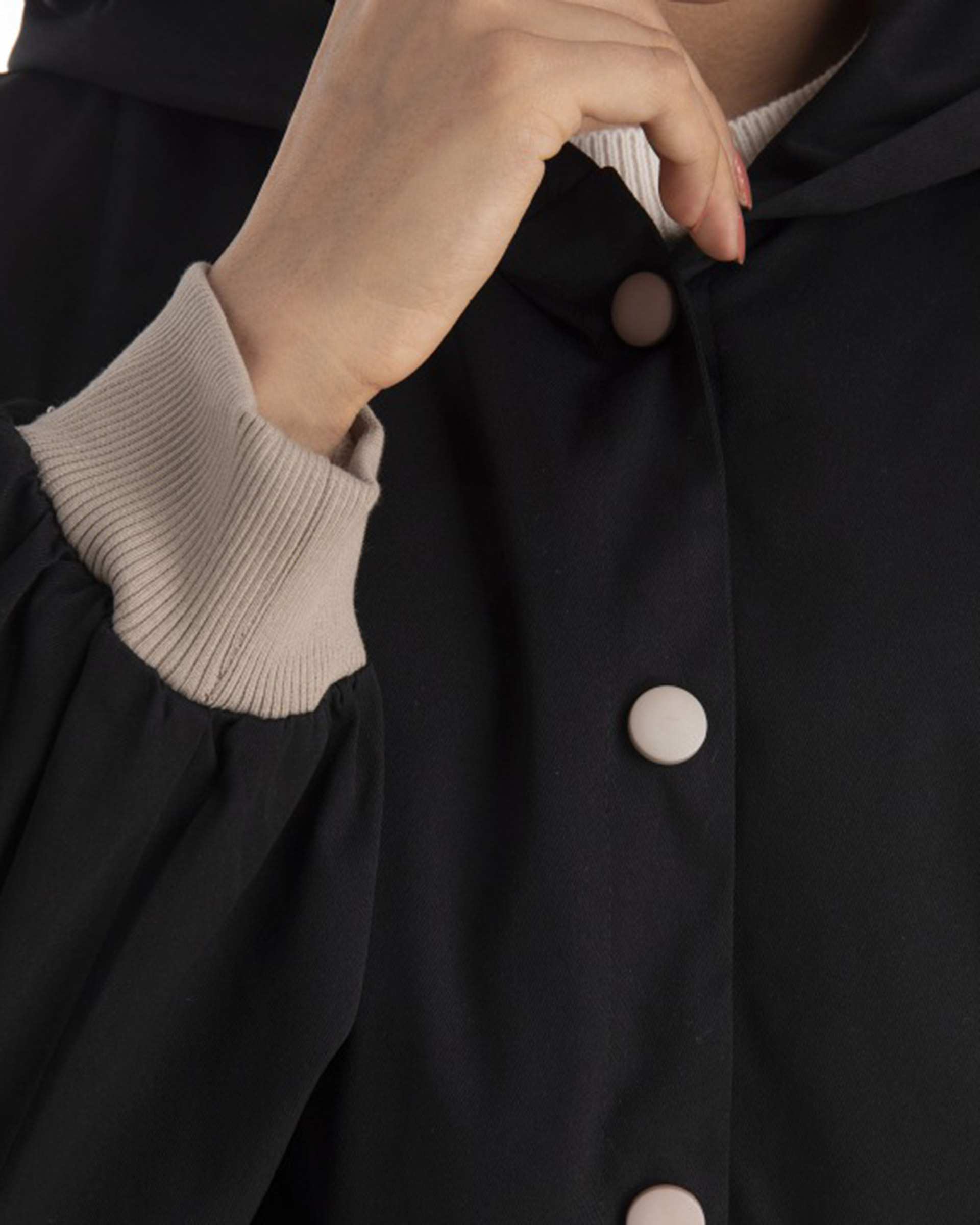 مانتو زنانه کلاهدار مشکی ریس Rees کد 1006017-01