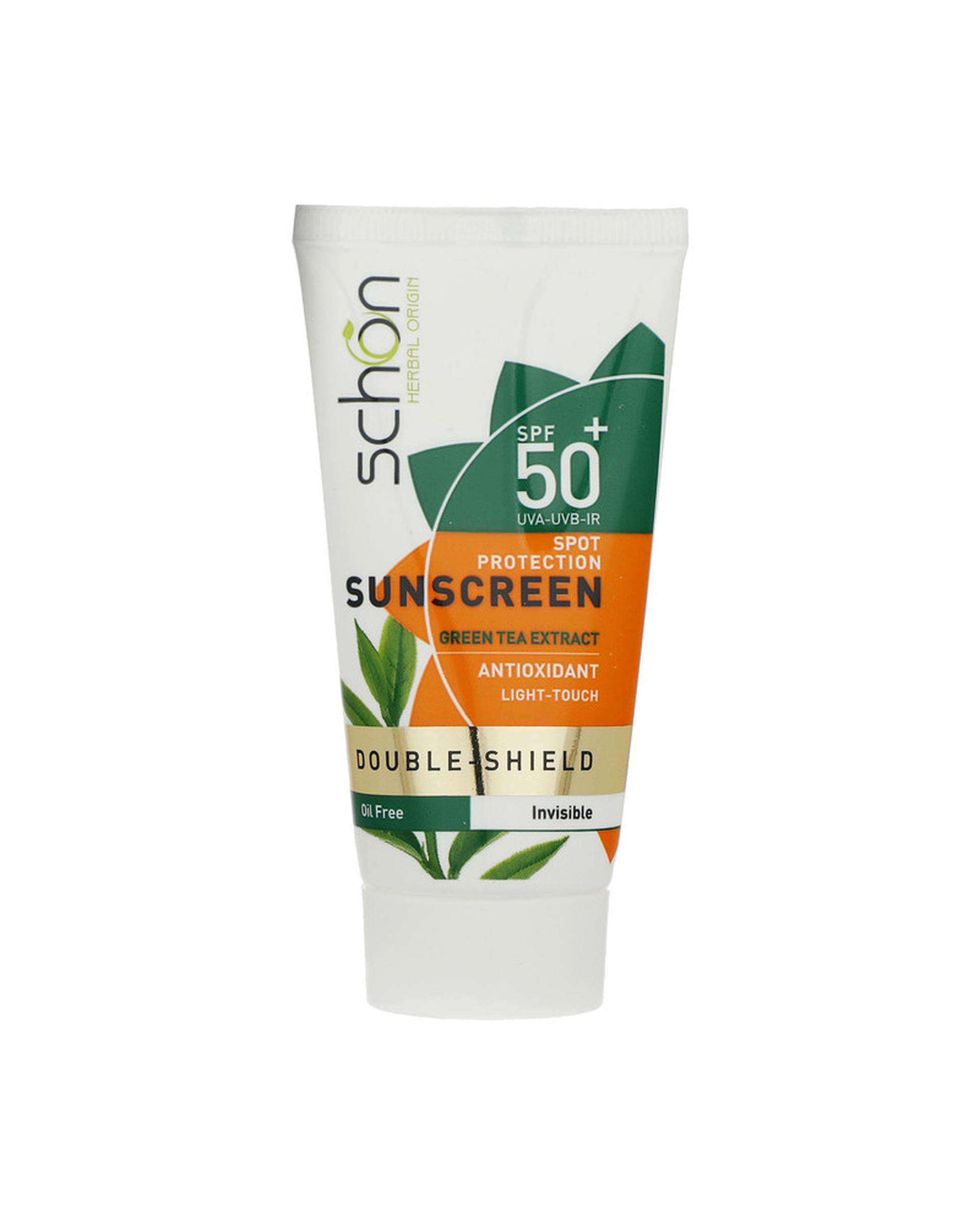 کرم ضد آفتاب بی رنگ فاقد چربی SPF50 شون Schon مدل Oil Free حجم 50ml