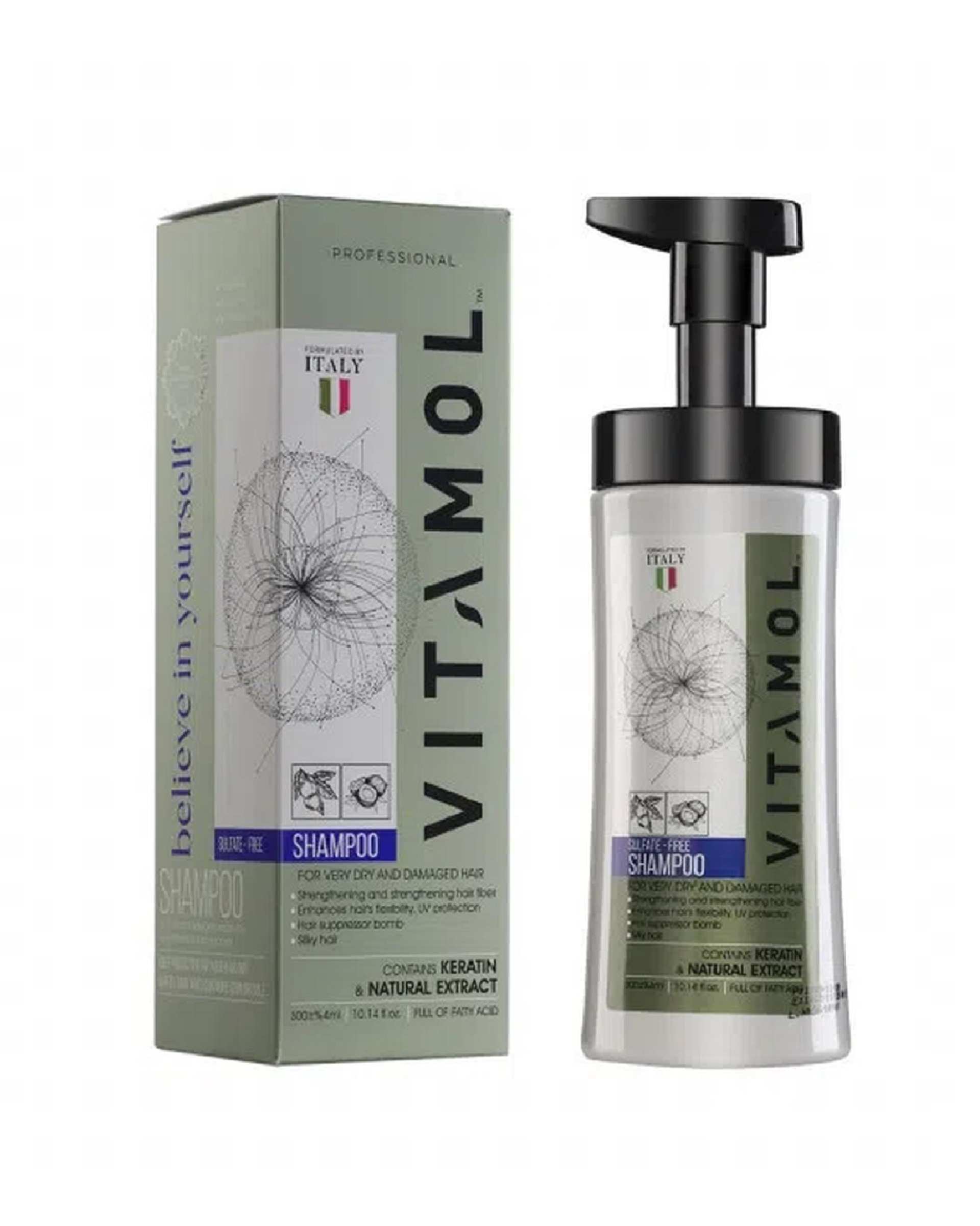 شامپو فاقد سولفات ویتامول Vitamol مخصوص موهای خشک و آسیب دیده 300ml