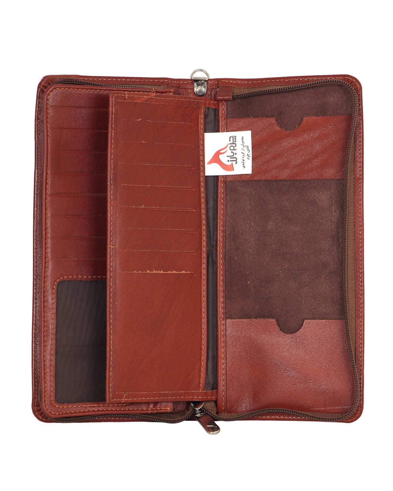 کیف دسته چک چرم عسلی چرم بارز Charm Barez مدل DM76