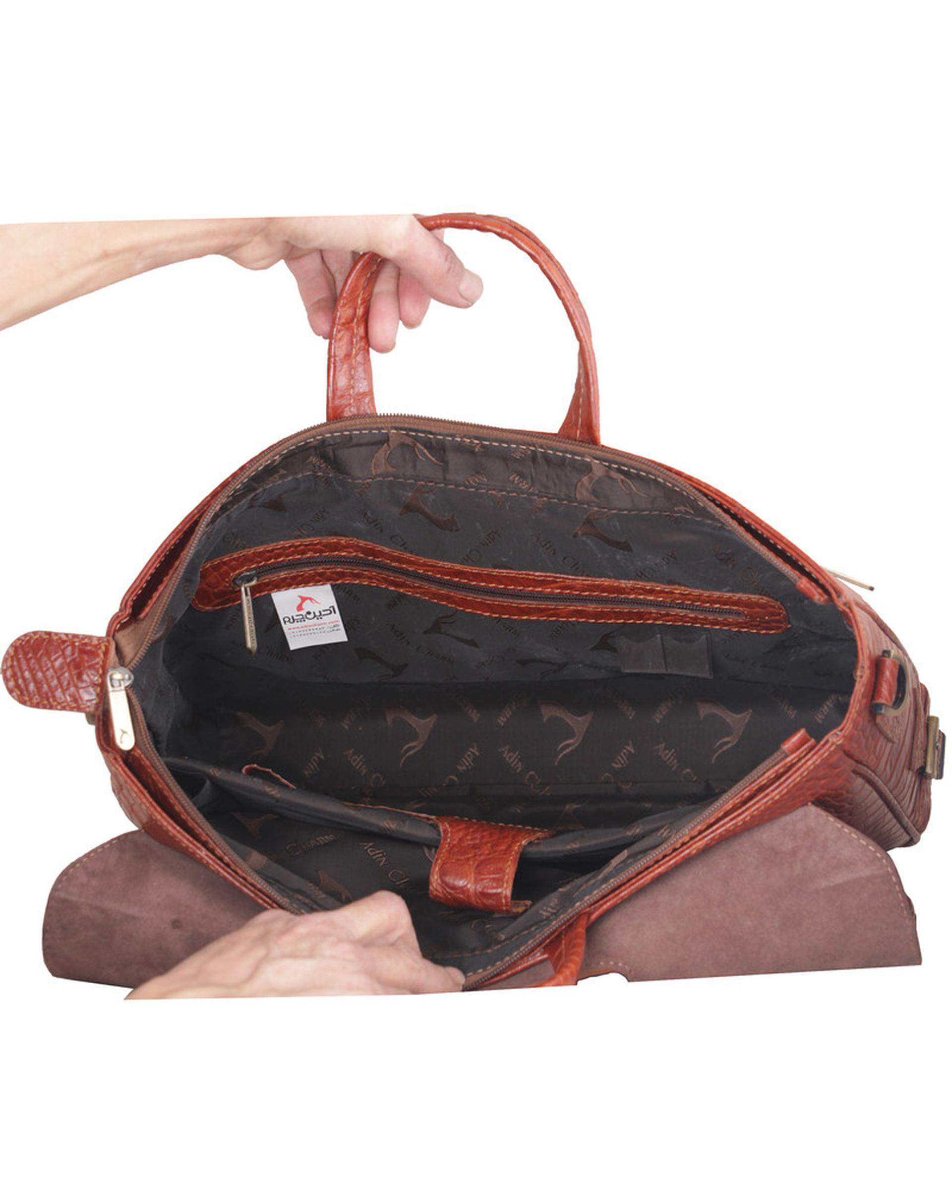 کیف اداری چرم عسلی چرم بارز Charm Barez مدل DL65.KO