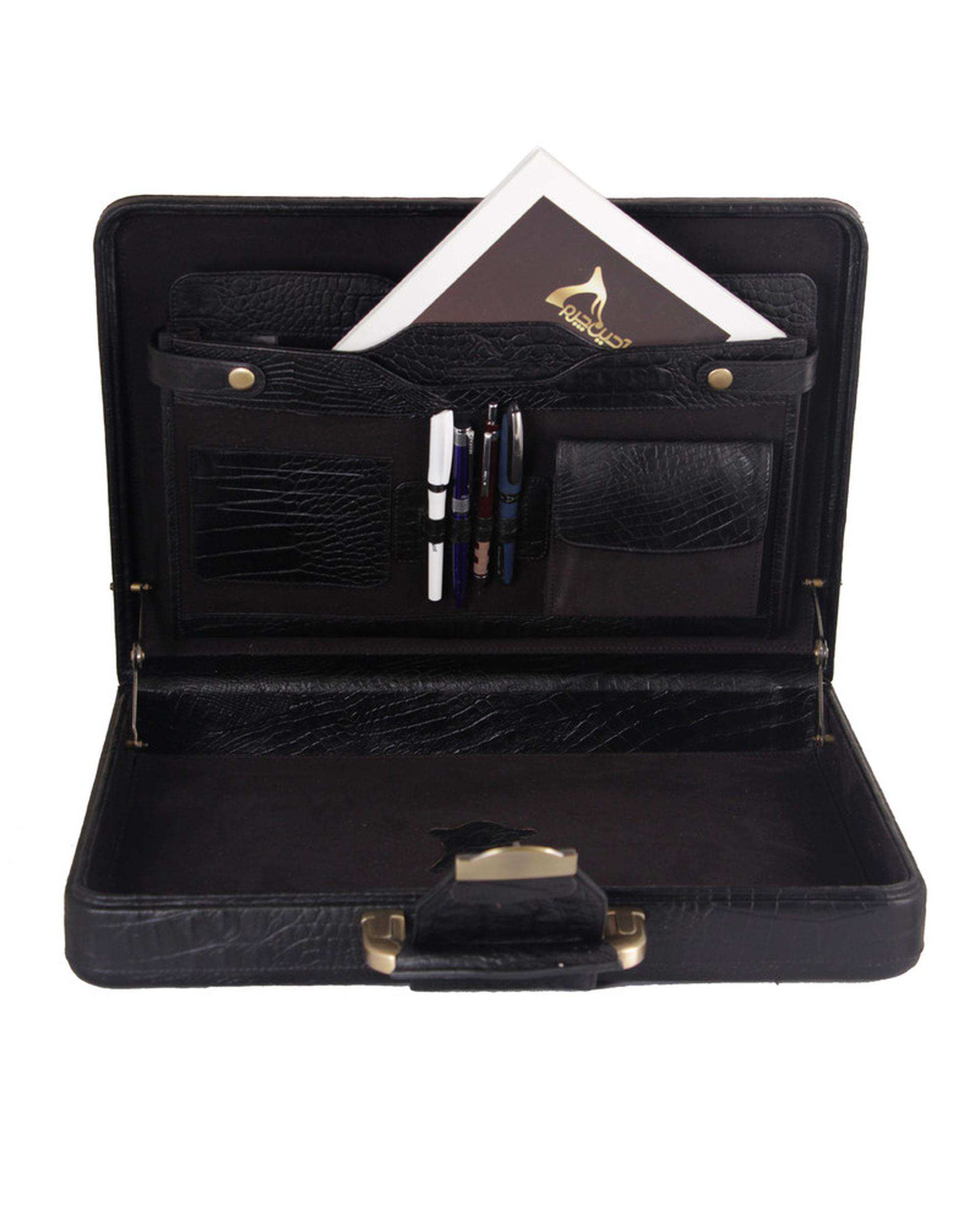 کیف اداری چرم مردانه مشکی چرم بارز Charm Barez مدل DL22.1KO