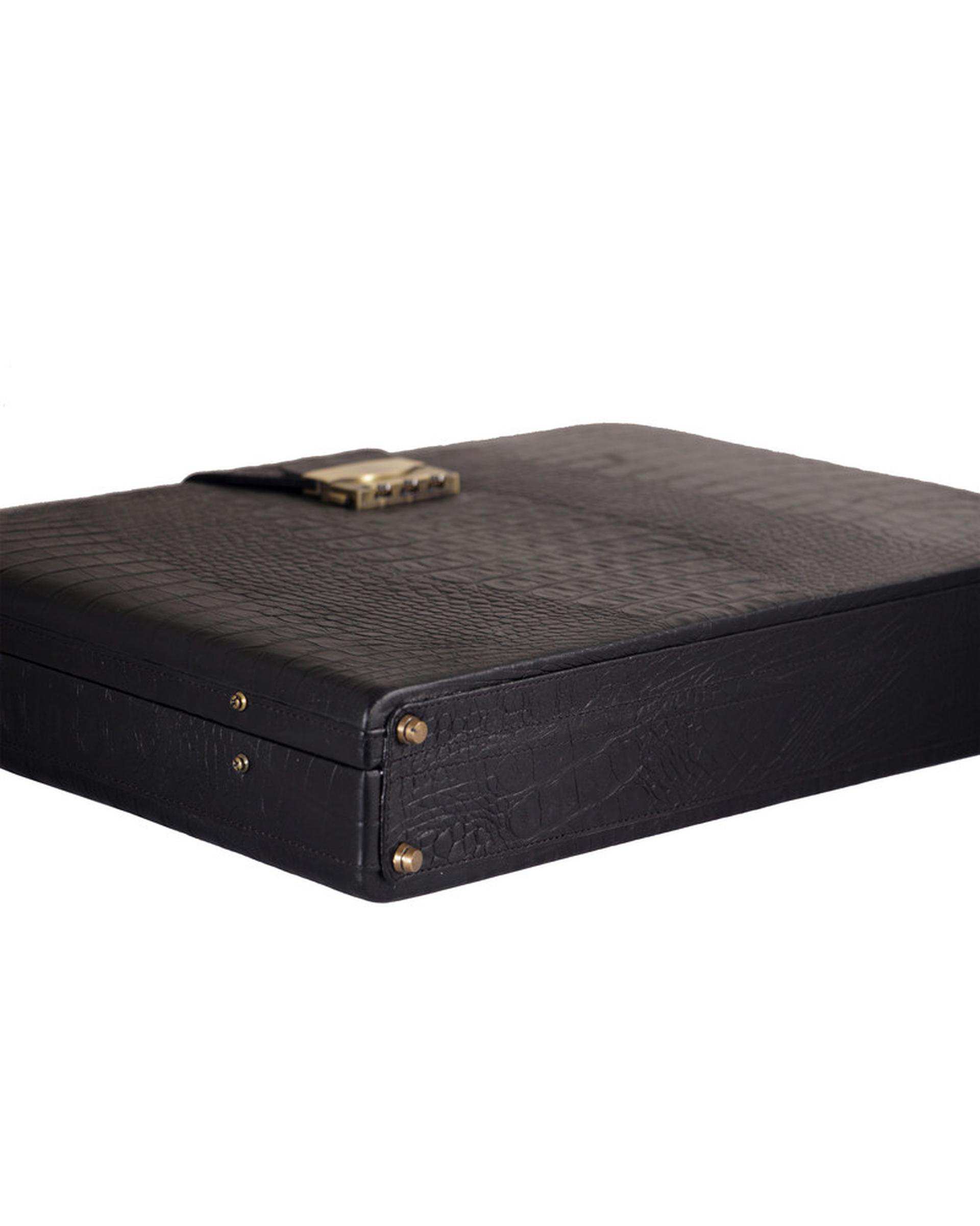 کیف اداری چرم مردانه مشکی چرم بارز Charm Barez مدل DL22.1KO