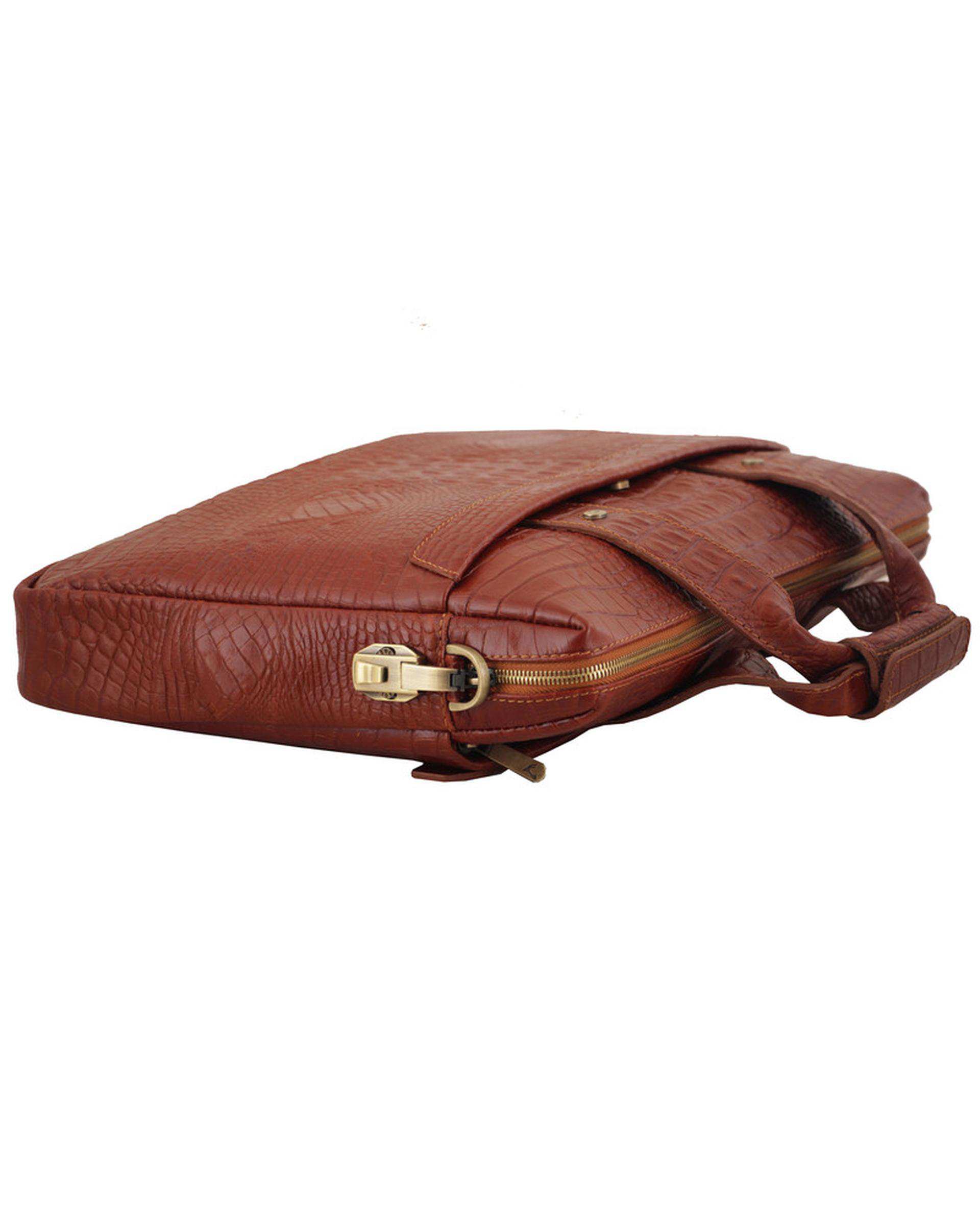 کیف اداری چرم عسلی چرم بارز Charm Barez مدل DL45.KO