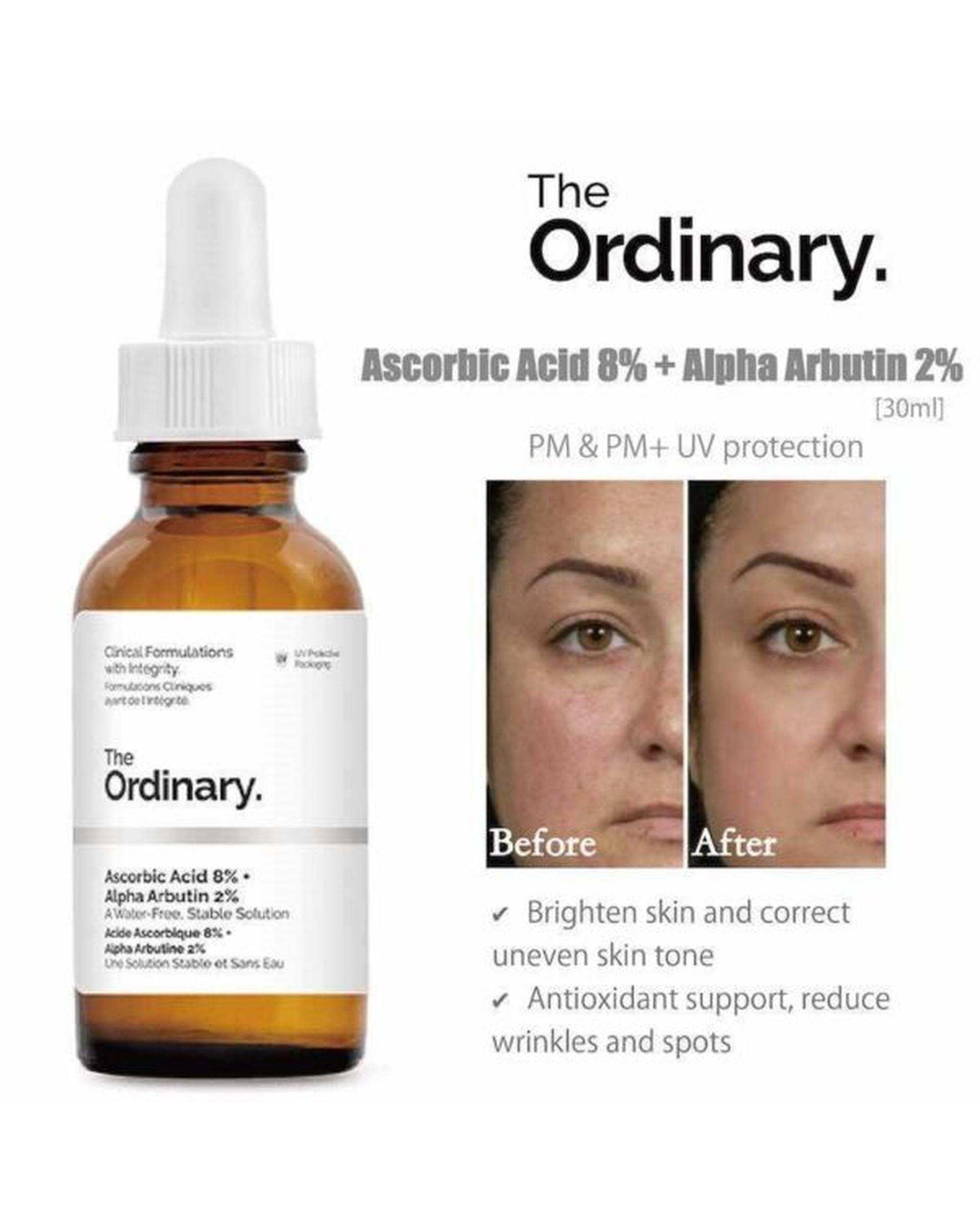 سرم صورت اوردینری The Ordinary حاوی آسکوربیک اسید 8% و آلفا آربوتین 2% حجم 30ml