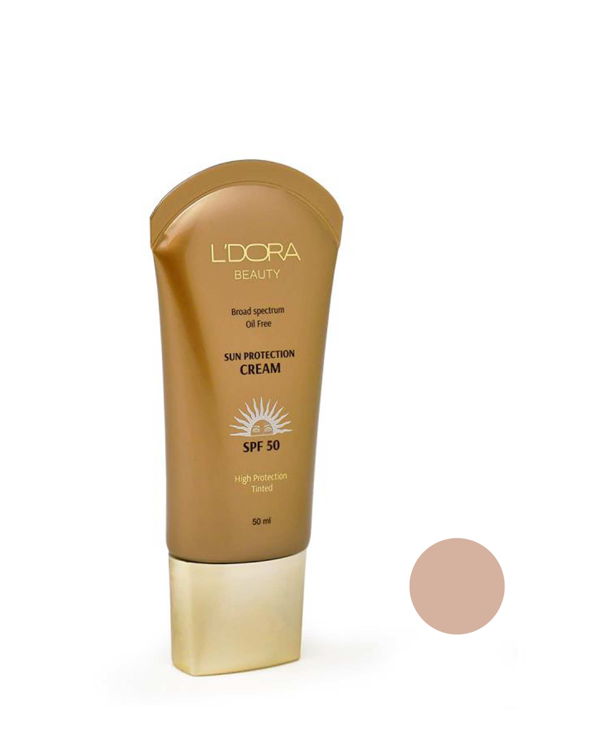 کرم ضد آفتاب رنگی فاقد چربی SPF50 لدورا Ldora حجم 50ml