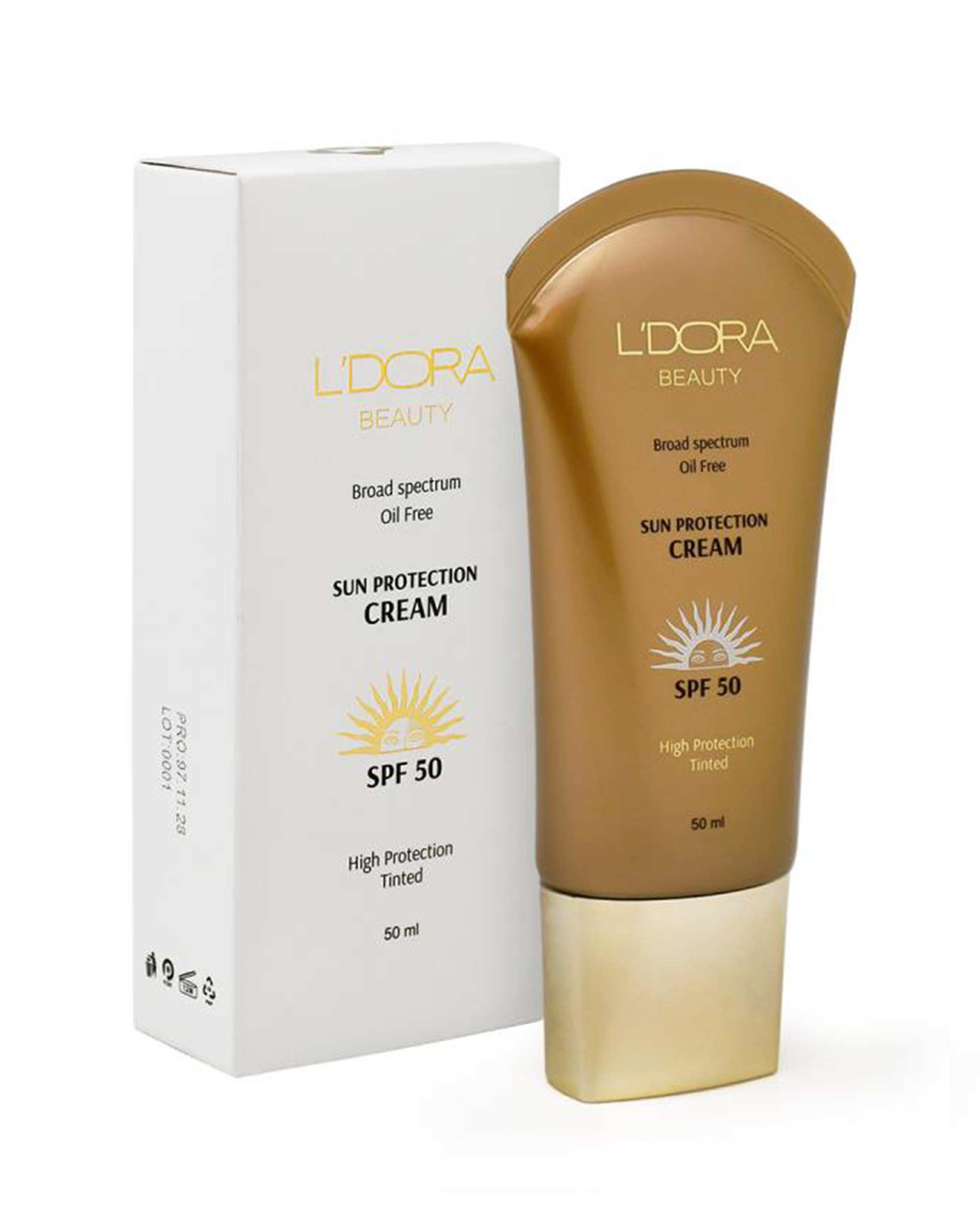 کرم ضد آفتاب رنگی فاقد چربی SPF50 لدورا Ldora حجم 50ml