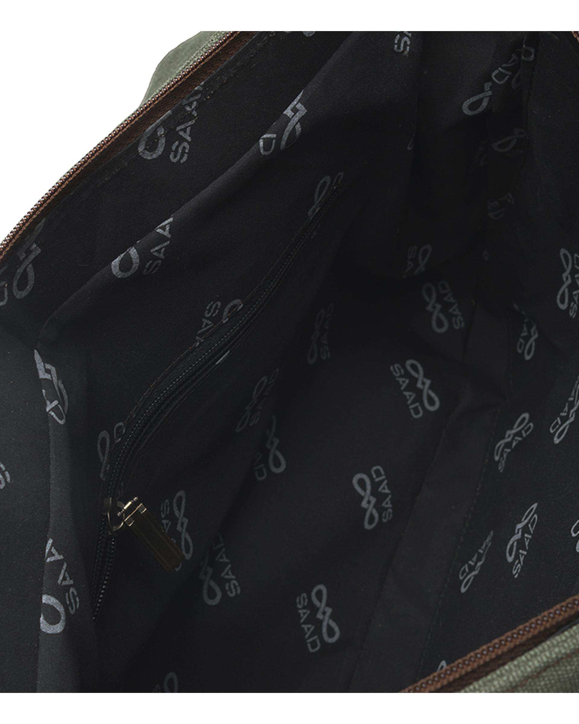 کیف مردانه اداری قهوه ای سبز صاد Saad مدل RZ3502