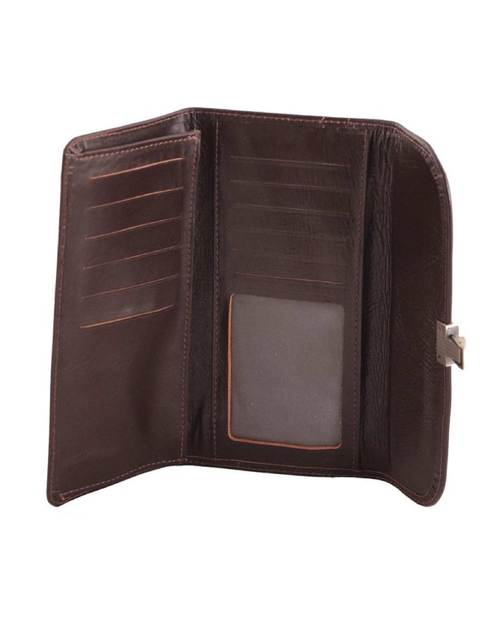 کیف پول چرم زنانه قهوه ای تیره چرم بارز Charm Barez مدل DM30