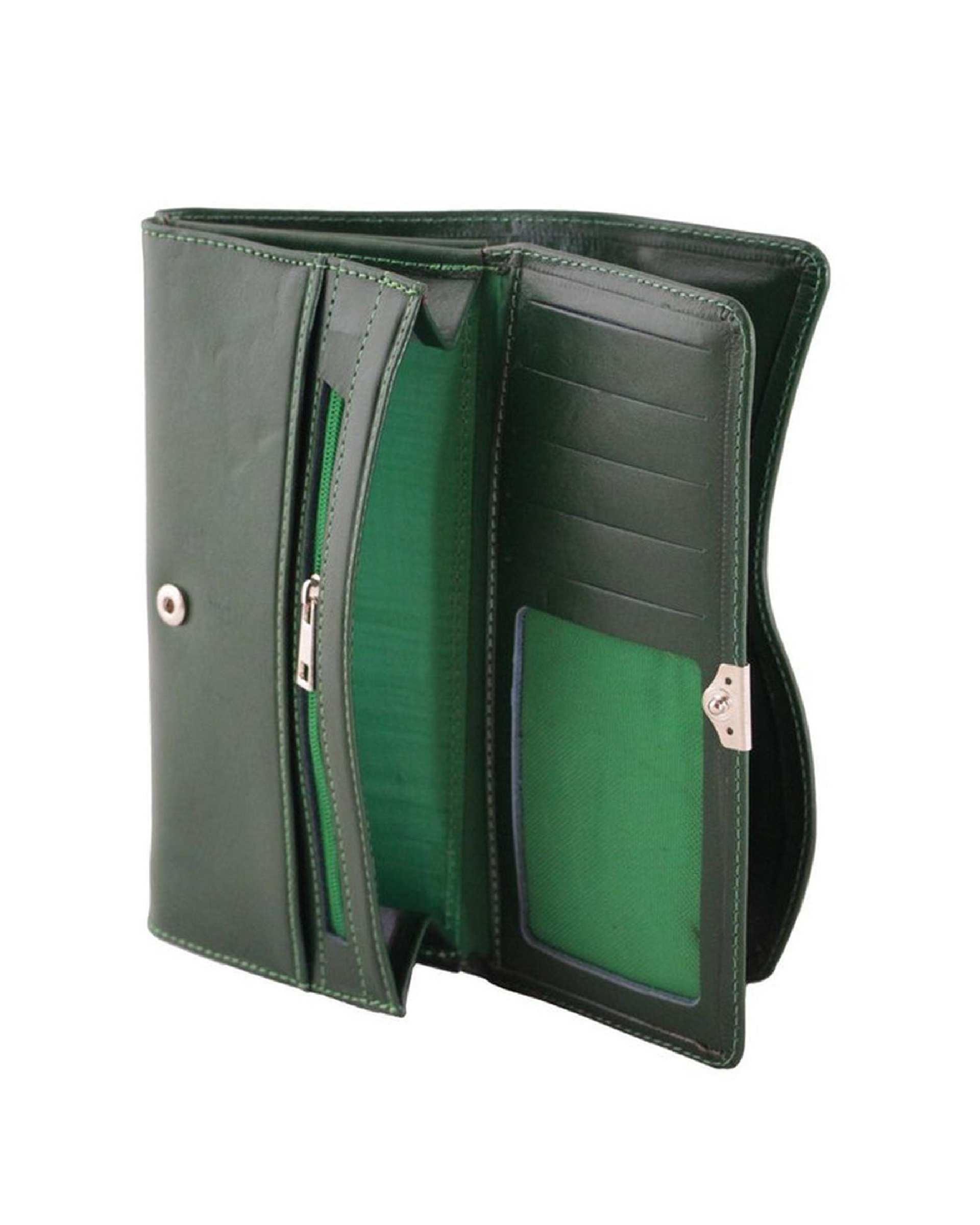 کیف پول چرم زنانه سبز چرم بارز Charm Barez مدل DM71