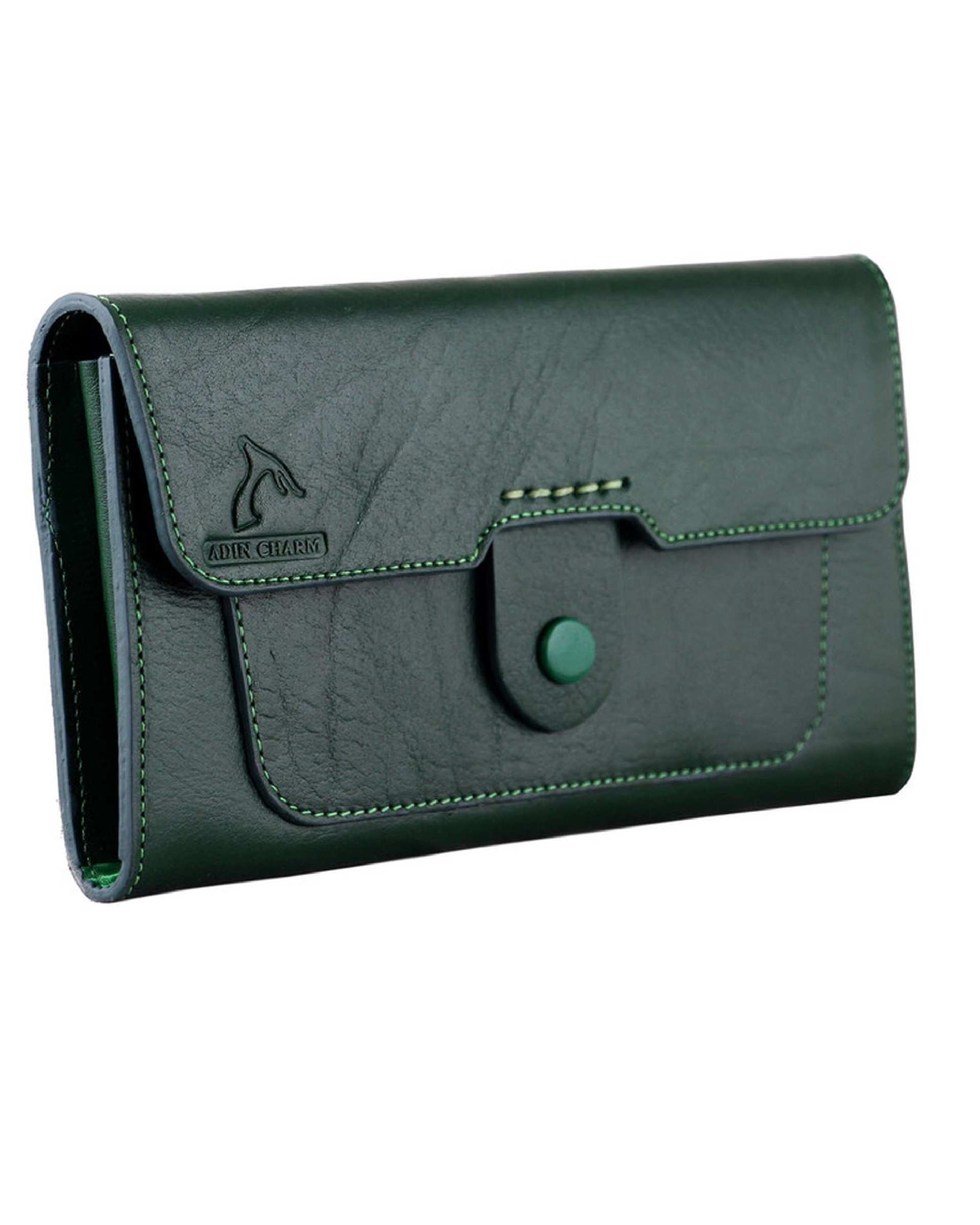 کیف پول چرم زنانه سبز چرم بارز Charm Barez مدل DM79