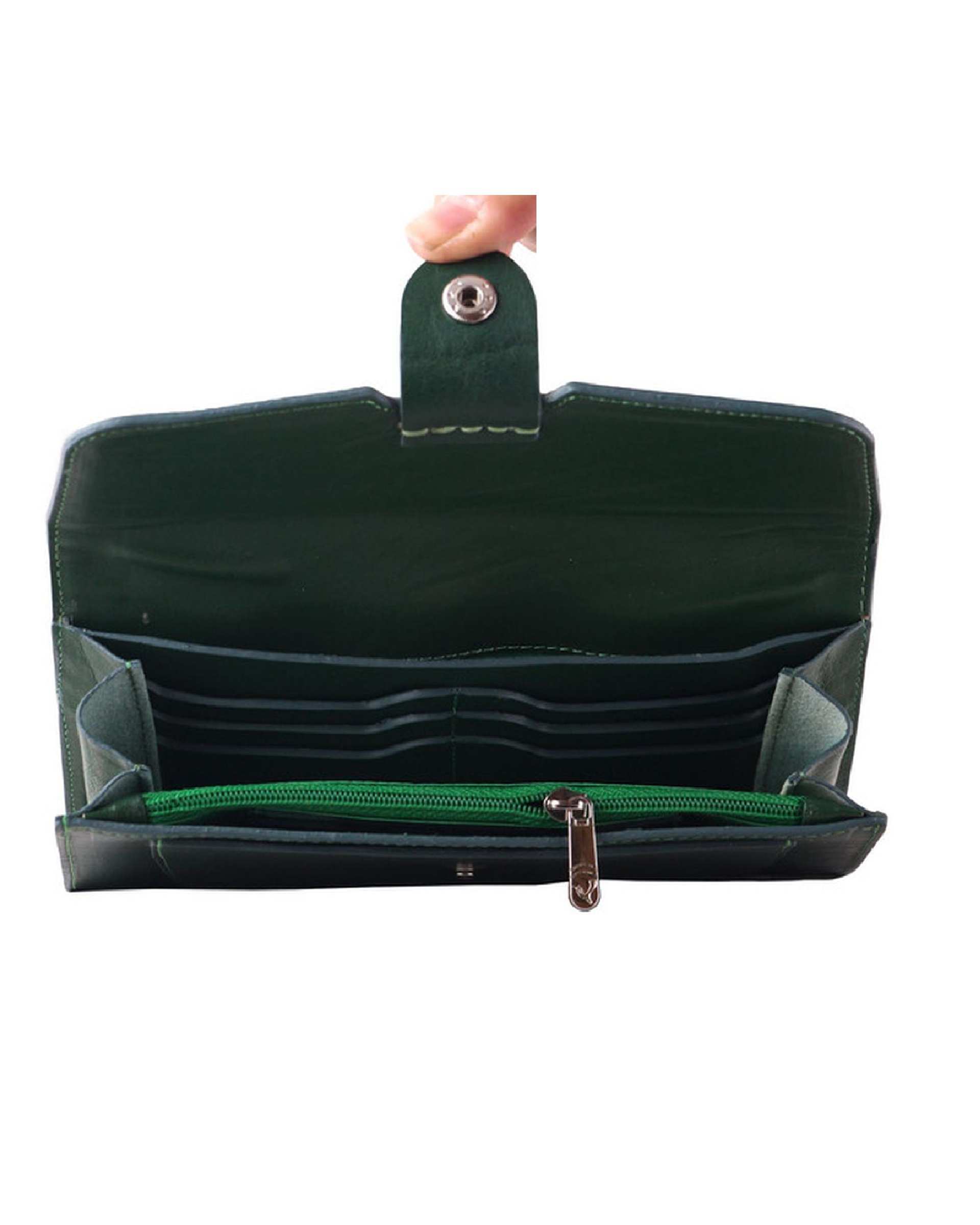 کیف پول چرم زنانه سبز چرم بارز Charm Barez مدل DM79