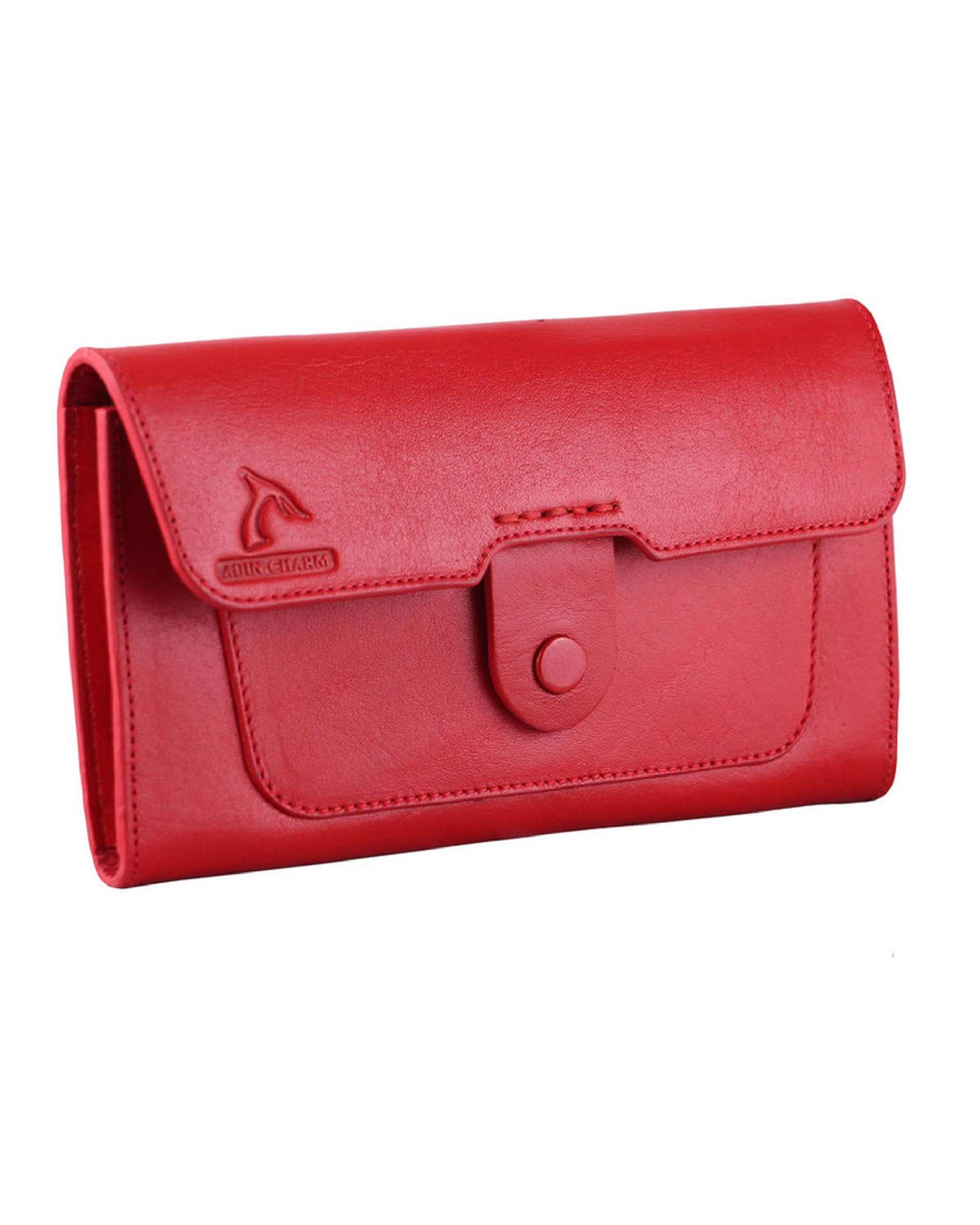 کیف پول چرم زنانه قرمز چرم بارز Charm Barez مدل DM79