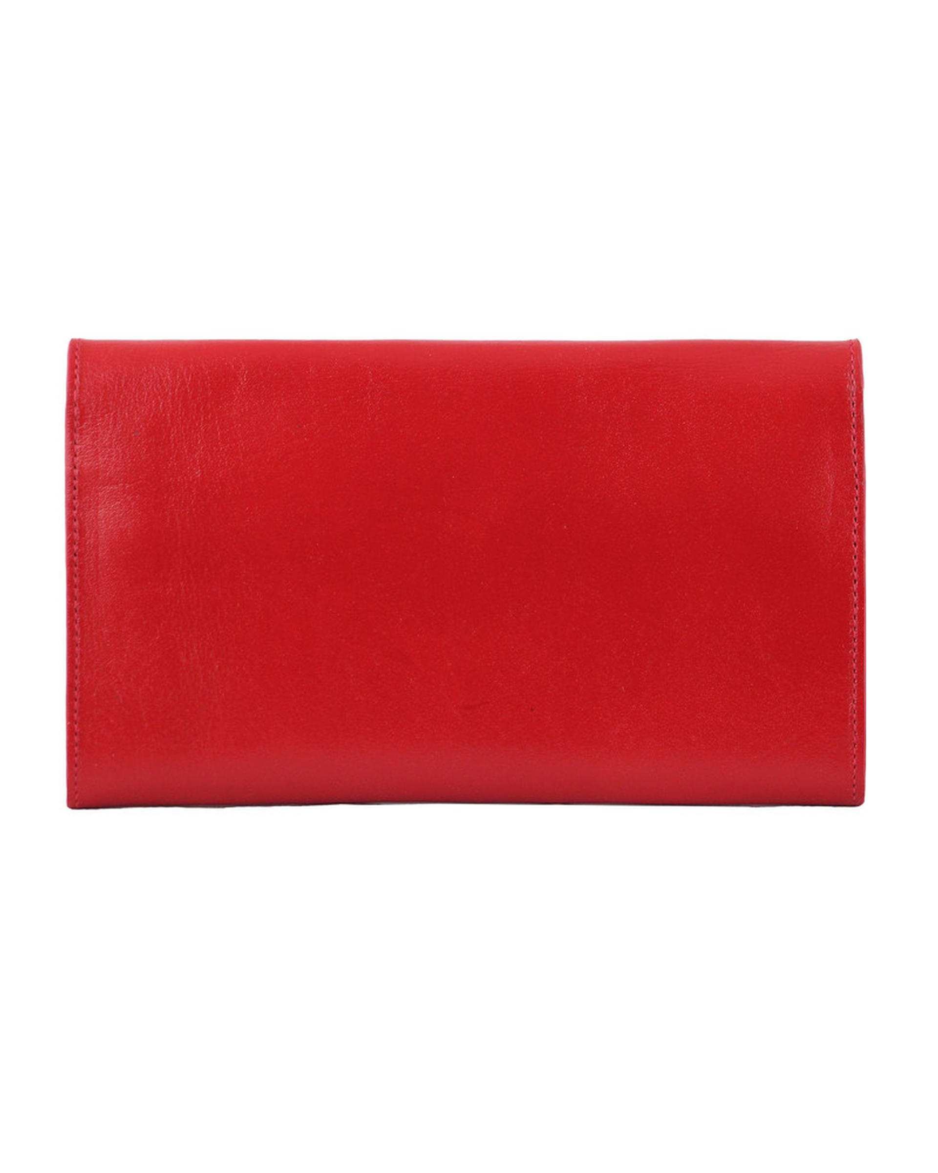 کیف پول چرم زنانه قرمز چرم بارز Charm Barez مدل DM79