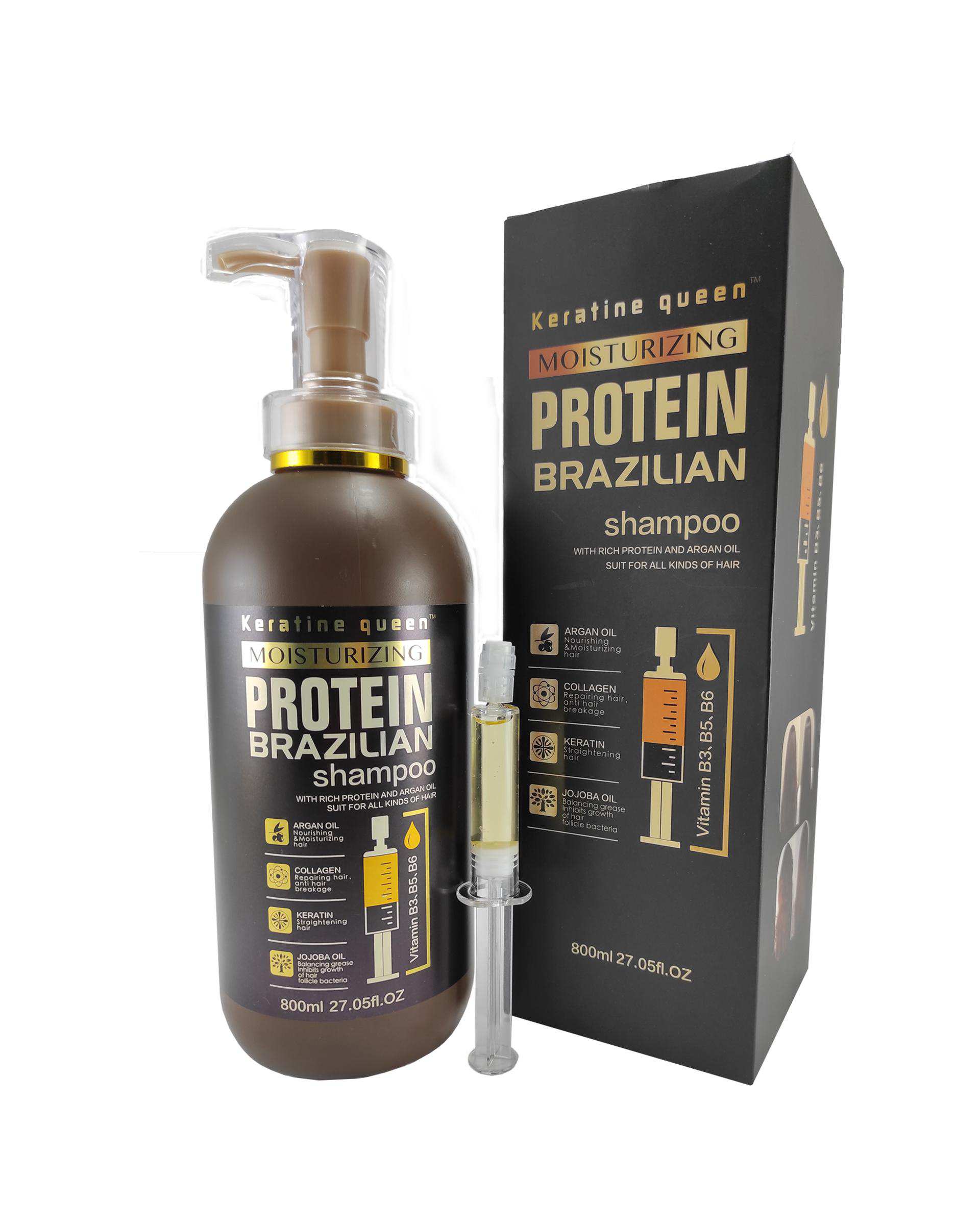 شامپو مو پروتئین کراتین بدون سولفات کراتین کویین Keratine Queen مدل Protein Brazilian حجم 800ml